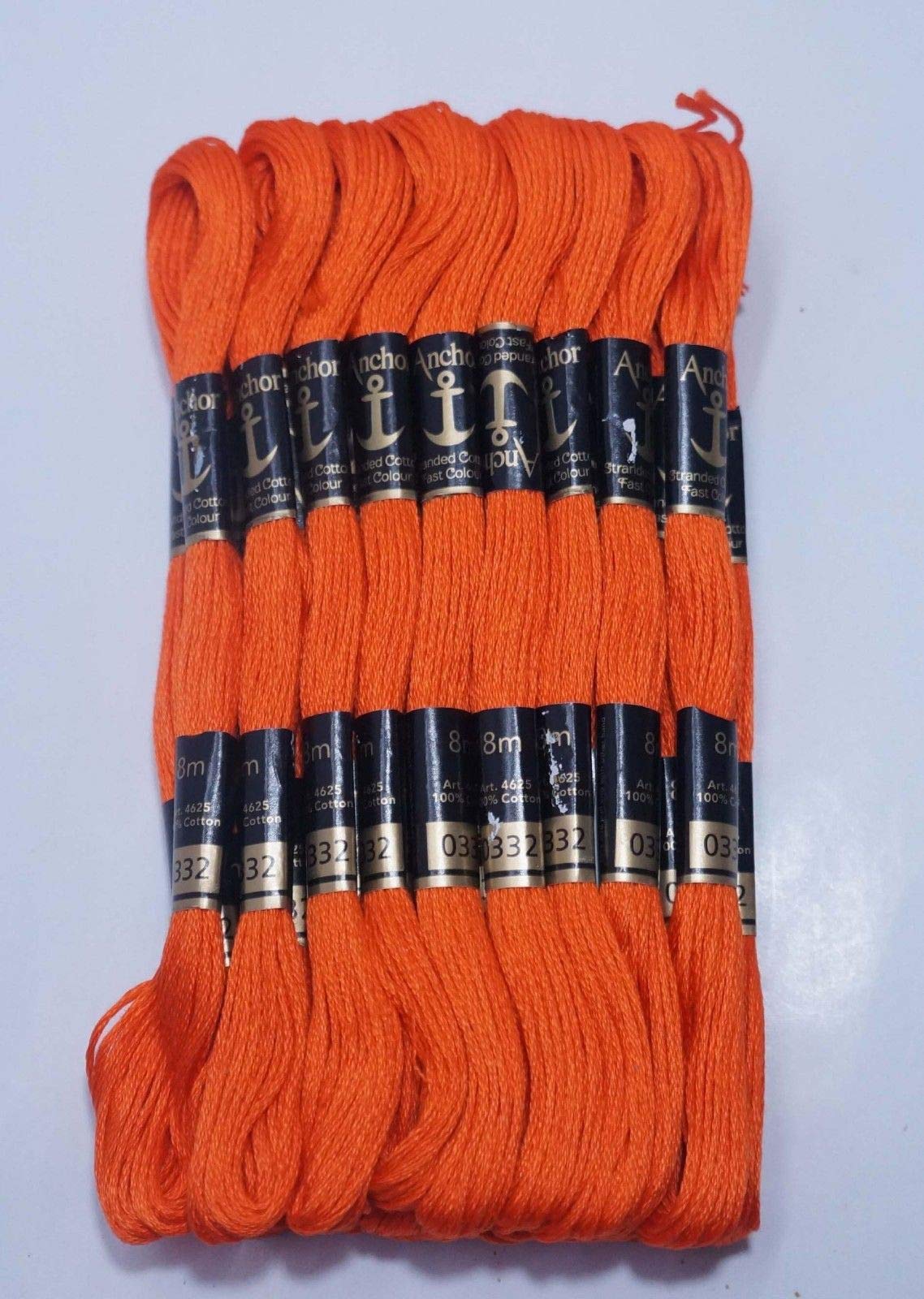 Bhavya Enterprises Anchor Cross Stich/Long Stich Embroidery Cotton Threads, Pack of 10, 8 Mt Each Skeins (Orange)-picture-11