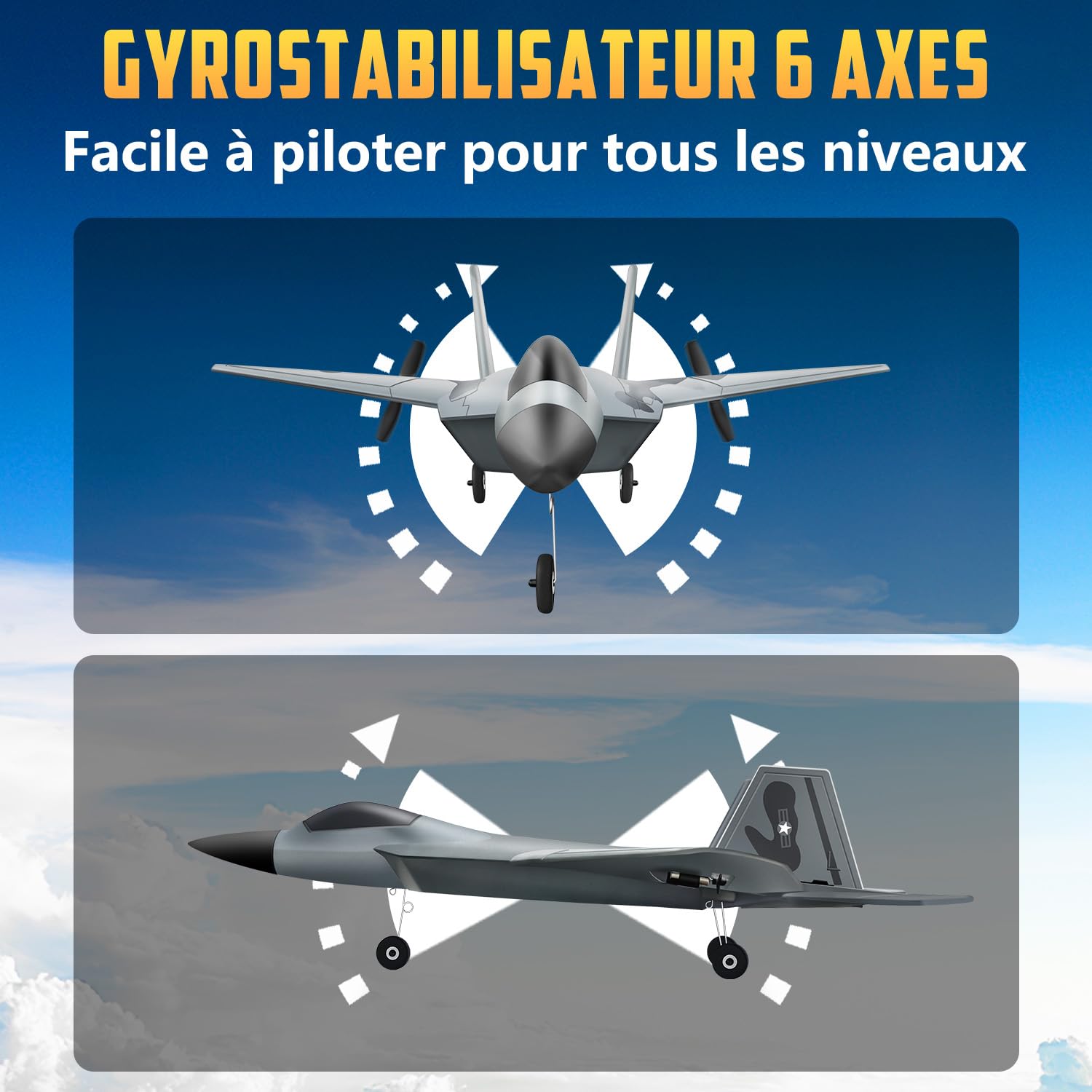 2CH F-22 Planeur RC, Facile Enfants & Débutants