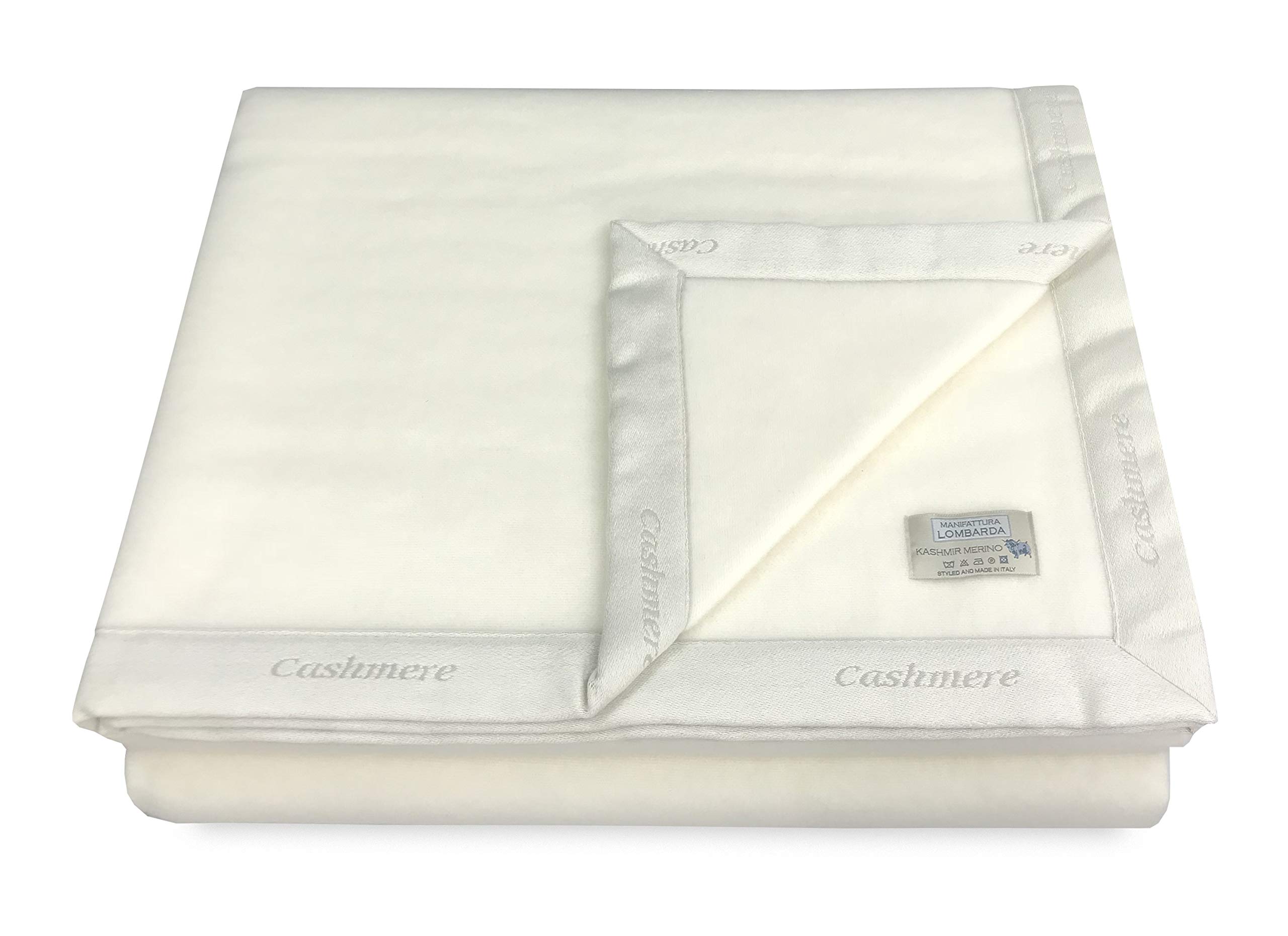 Tex family Coperta Matrimoniale Invernale 220x260 – 90% Lana Merinos + 10% Cashmere – Antipilling, Calda, Elegante, Made in Italy, Bianca
