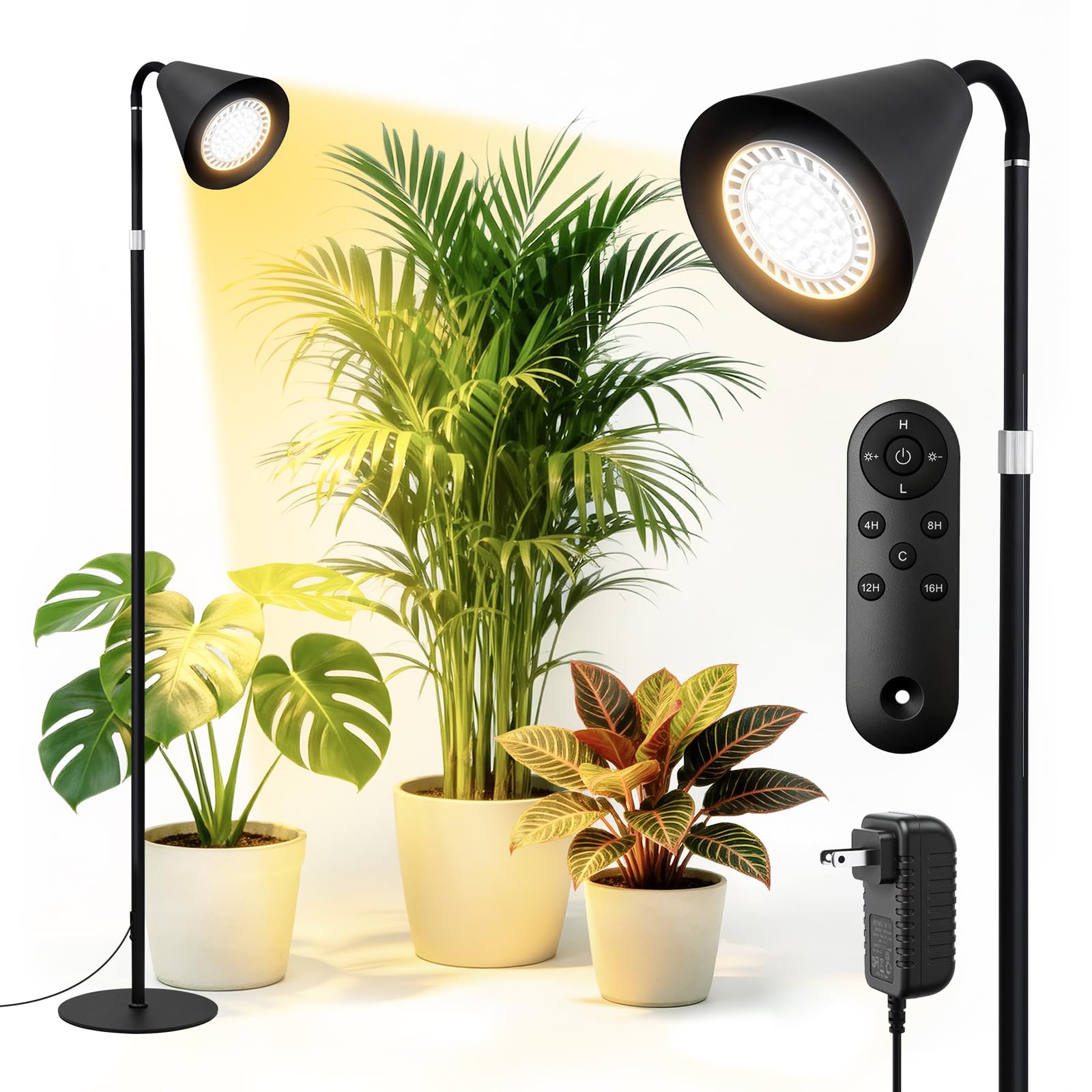 Photo 1 of Grow Lights for Indoor Plants, 20W Full Spectrum Growing, 63in Adjustable Height Stand, 4/8/12/16H Auto Cycle Timer, 10 Levels Dimmable Remote Control Standing Grow Floor Lamp for Small to Tall Plant
