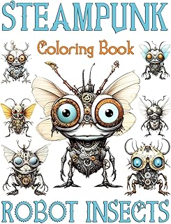 Steampunk Robot Insects Coloring Book: Steampunk World: Fantastic Mechanical Bugs, Incredible Biomechanical Insects & Arthropods, and Amusing Futuristic Mechanisms. Adult Coloring Book
