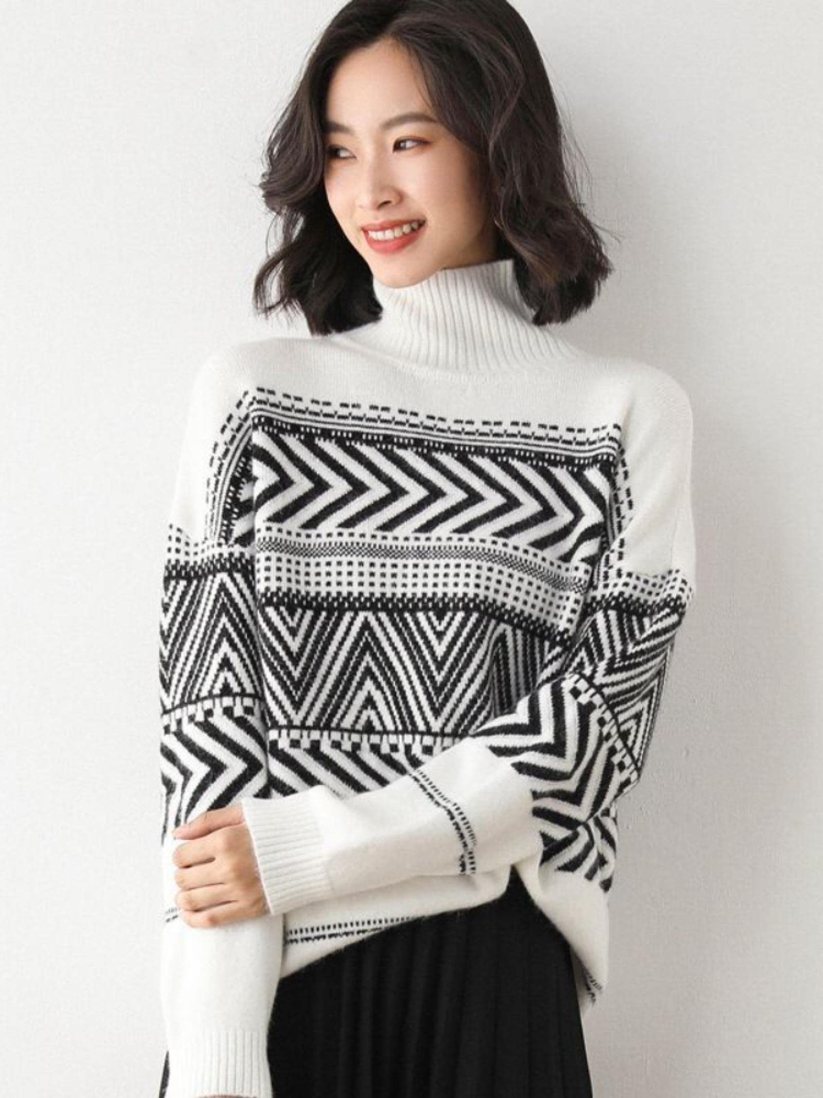 Sweter damski sweter damski sweter dzianinowy sweter z golfem sweter oversized koreańska moda długi rękaw top sweter dzianinowy utrzymuje ciepło eleganckie pociągi
