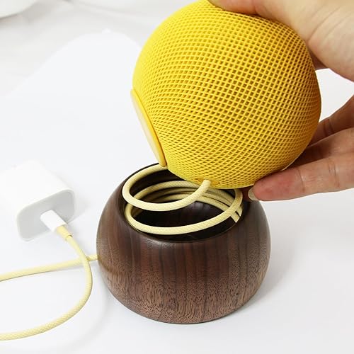 Miniatura 3 de NewFantasia Soporte de madera de nogal compatible con Homepod mini, diseño de cable integrado, soporte de madera maciza para Homepod mini