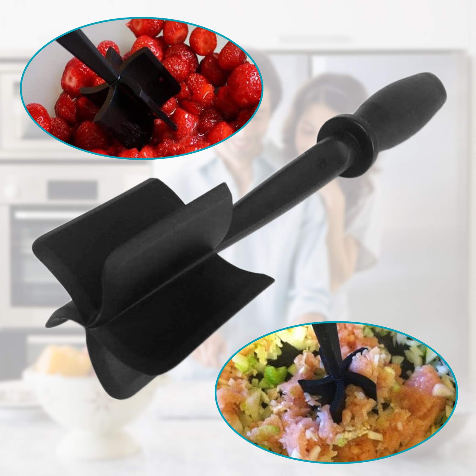 Tragbares Fleisch, multifunktionaler Hitzekonzentrat, Rührer für Gemüse, Obst, Hamburger-Mixer, antihaftbeschichtet, mischt und zerkleinert Nylon, gemahlenes Küchengerät zum Schneiden in der Pfanne