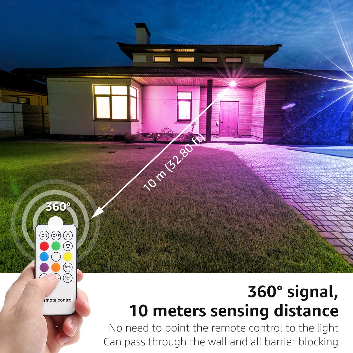 Lepro 50W LED Strahler RGB mit Fernbedienung, IP65, 2 Stück | LED Fluter mit Memory-Funktion, Dimmbar Farbwechsel Außenstrahler, IP65 Farbig Außenlampe, Bunt Flutlicht für Garten
