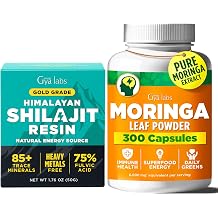 Gya Labs Himalayan Shilajit Resin 1.76 oz & Moringa Capsules 300 Count