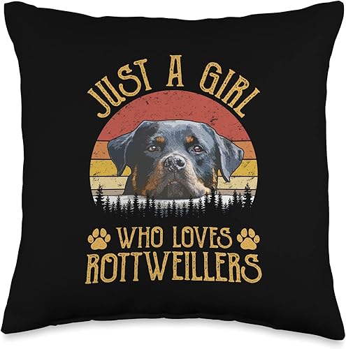 Miniatura 5 de Just A Girl Who Loves Rottweiler - Almohada de regalo para amantes de los perros, 18 x 18 pulgadas, multicolor
