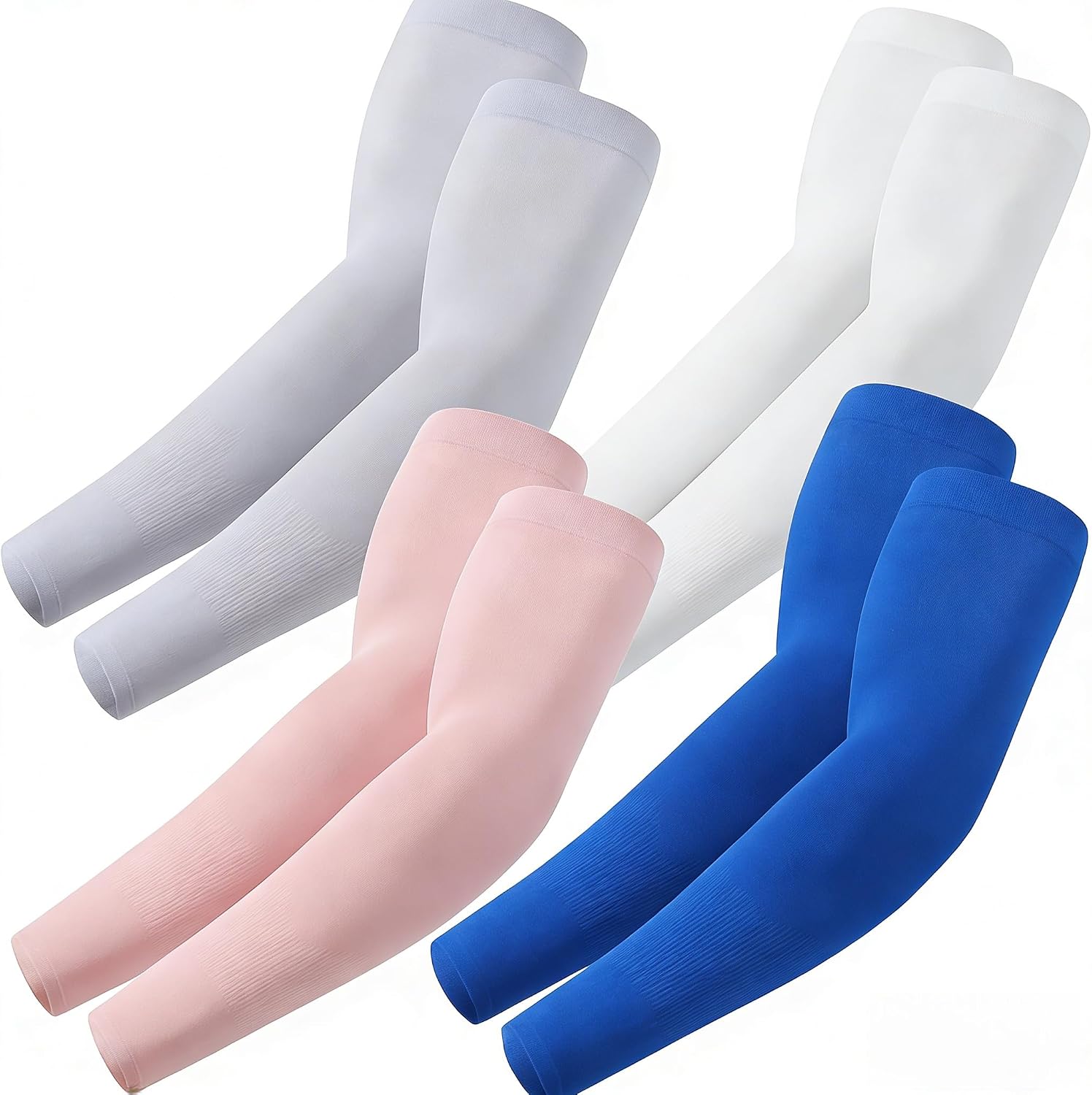 Golf, Basketball & Cycling Arm Sleeves - 4 Pairs Cooling Compression Sleeve, UPF 50+ Sun Protection, Quick Dry for Running