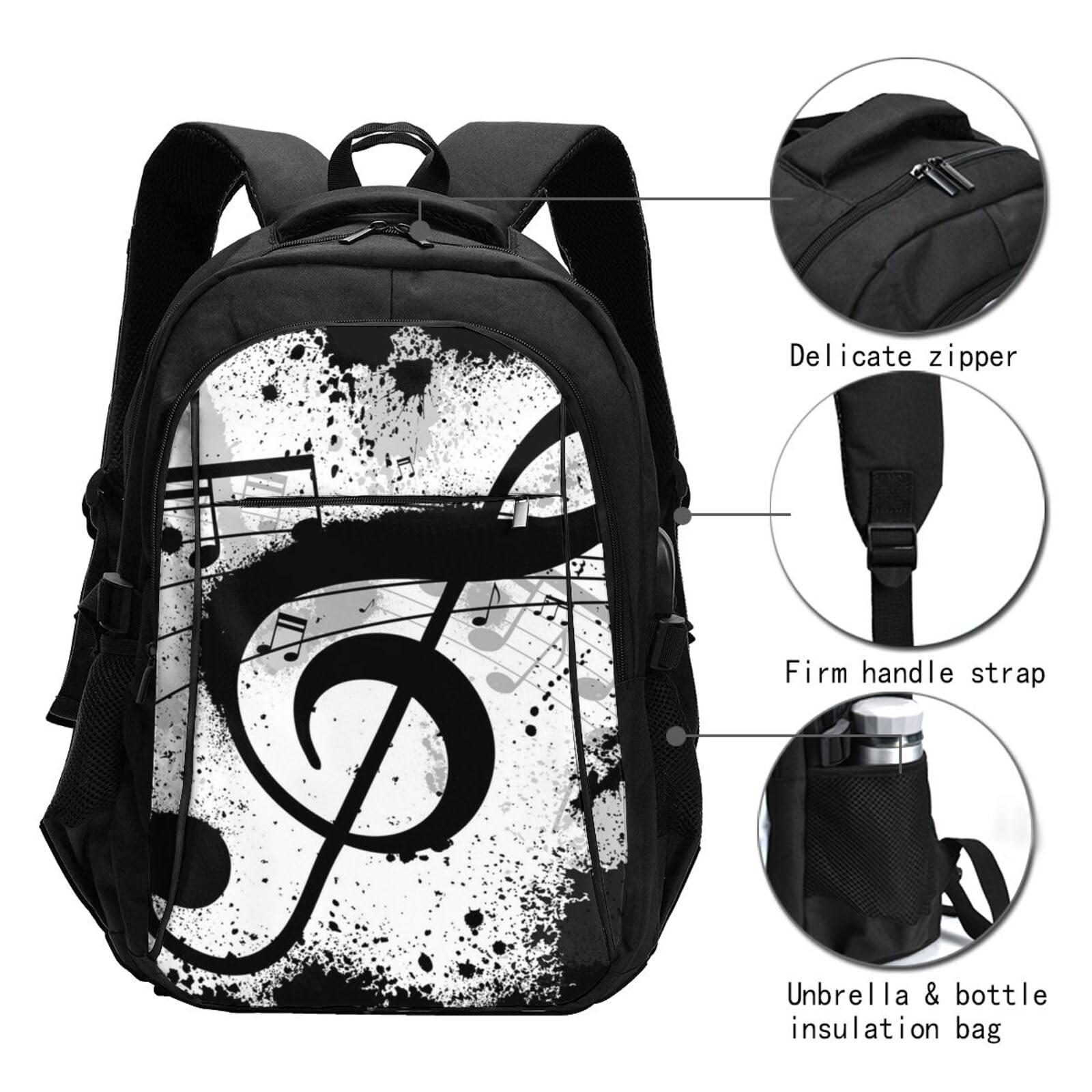 InOmak Musiknoten, Reiserucksack, Freizeitrucksack, Schulrucksack, Laptop-Rucksack für Damen und Herren