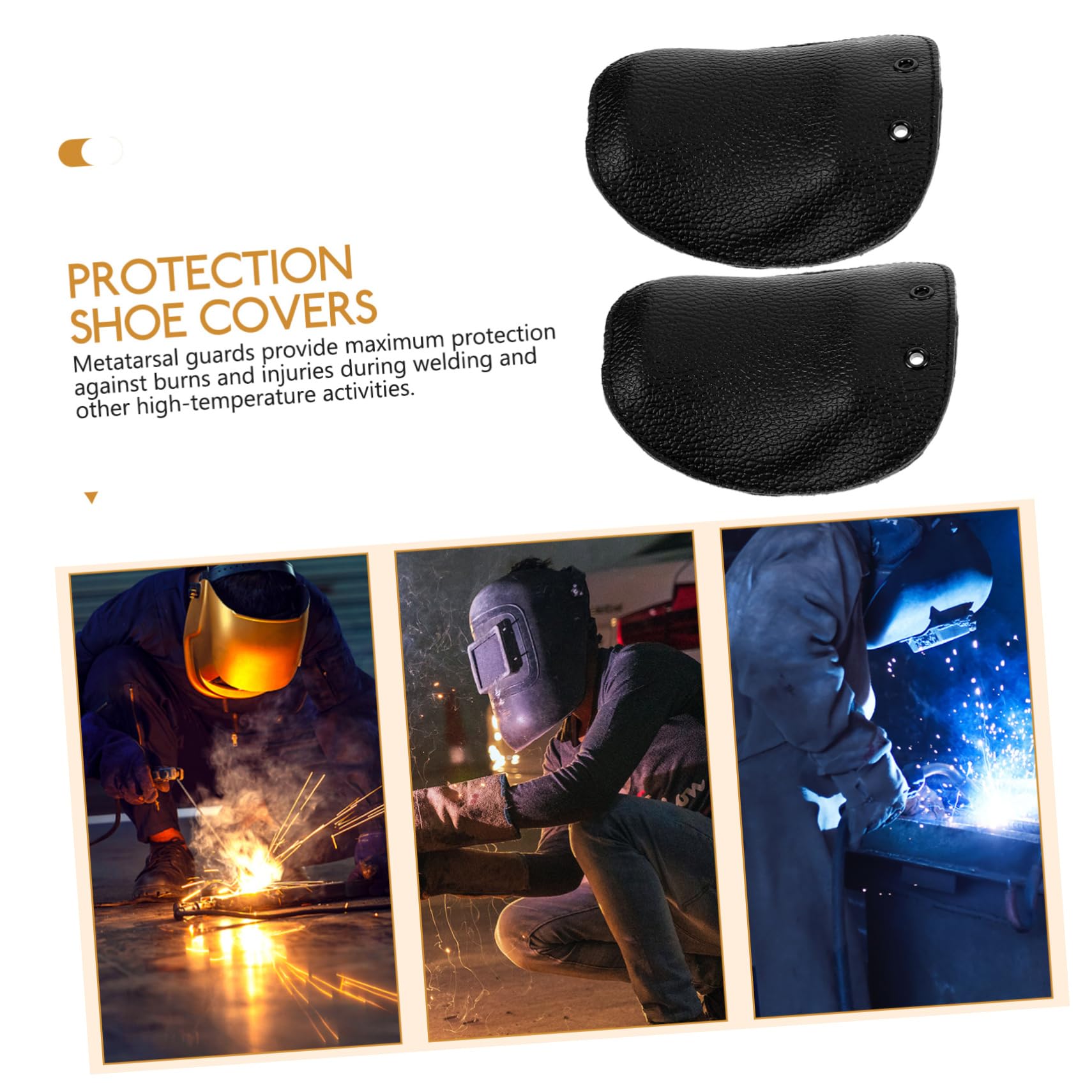 IWOWHERO 2pcs Metatarsal Protector Metatarsal Foot Guard Steel Toe Covers Safety Shoe Covers Steel Toe Cap Safety Boot Guard Steel Toe Insert Metatarsal Boot Guard Shoe Guards Cowhide Black