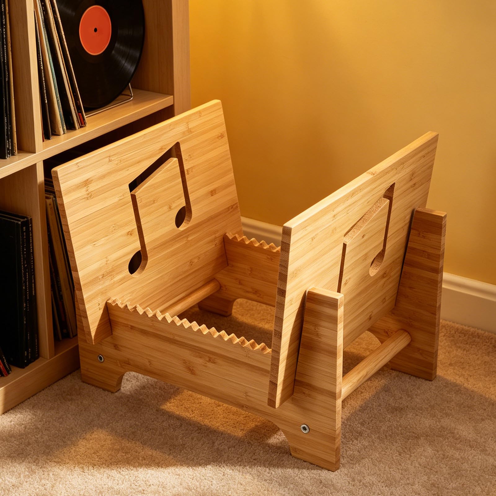 NUOBESTY Mobile Porta Dischi in Legno per Vinili Struttura Robusta e Design Classico per Soggiorno o Studio Capacità Ottimale e Facile da Spostare
