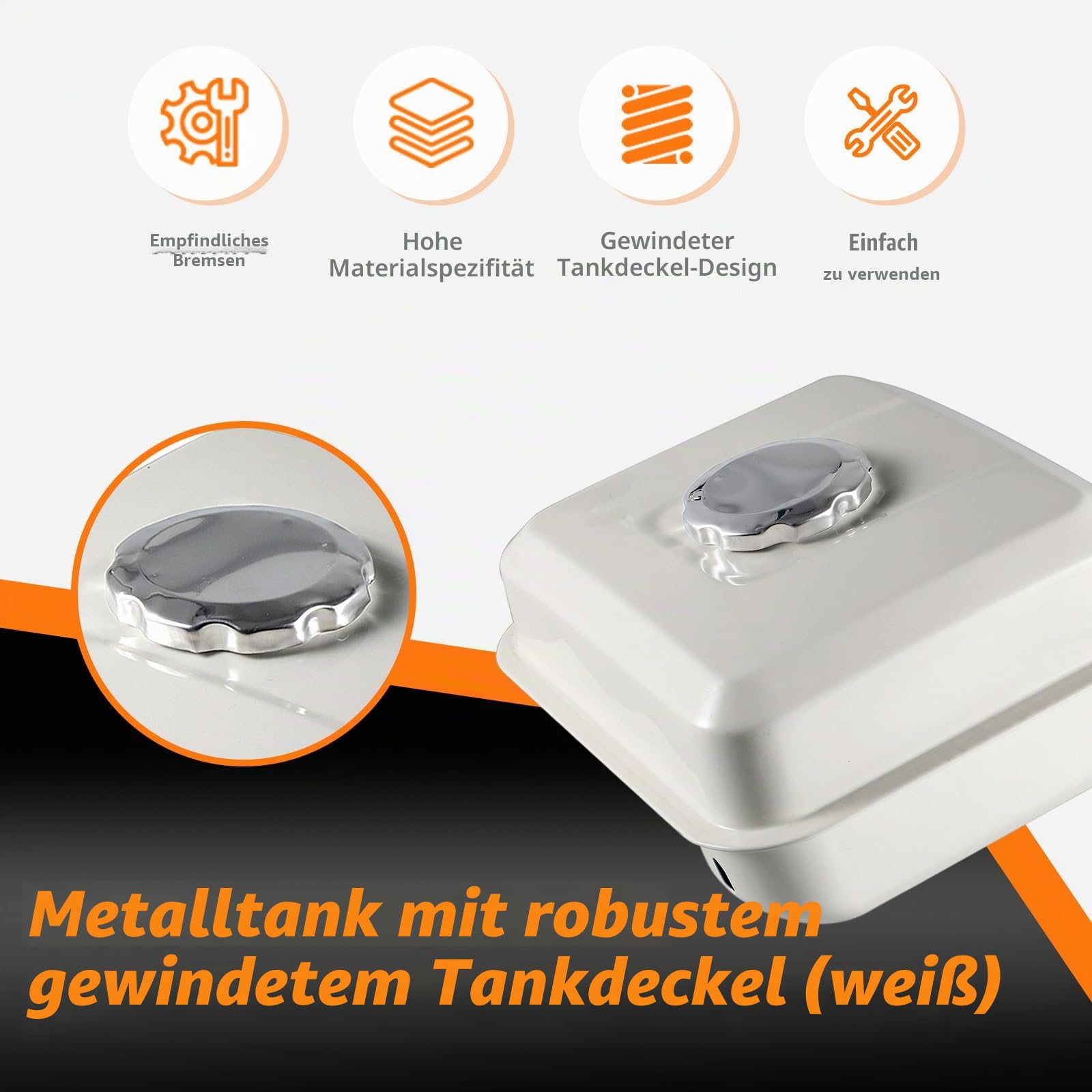 Kraftstofftank für Honda GX160 5,5 PS GX200 6,5 PS GX140 GX120 weißer Motor mit Benzinhahn Gasdeckel Filter ersetzt 17510-ZE1-020ZA