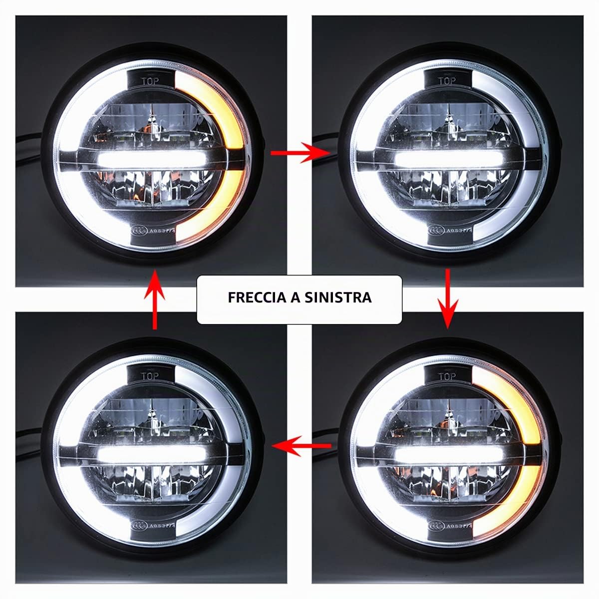 Fari moto Fari a LED universali da 7'' con luci di marcia diurna per Cafe Racer Bobber Chopper