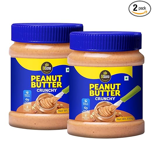DiSano Peanut Butter, Crunchy, 25% Protein with Vitamins & Minerals, 350g (2 x 350g)