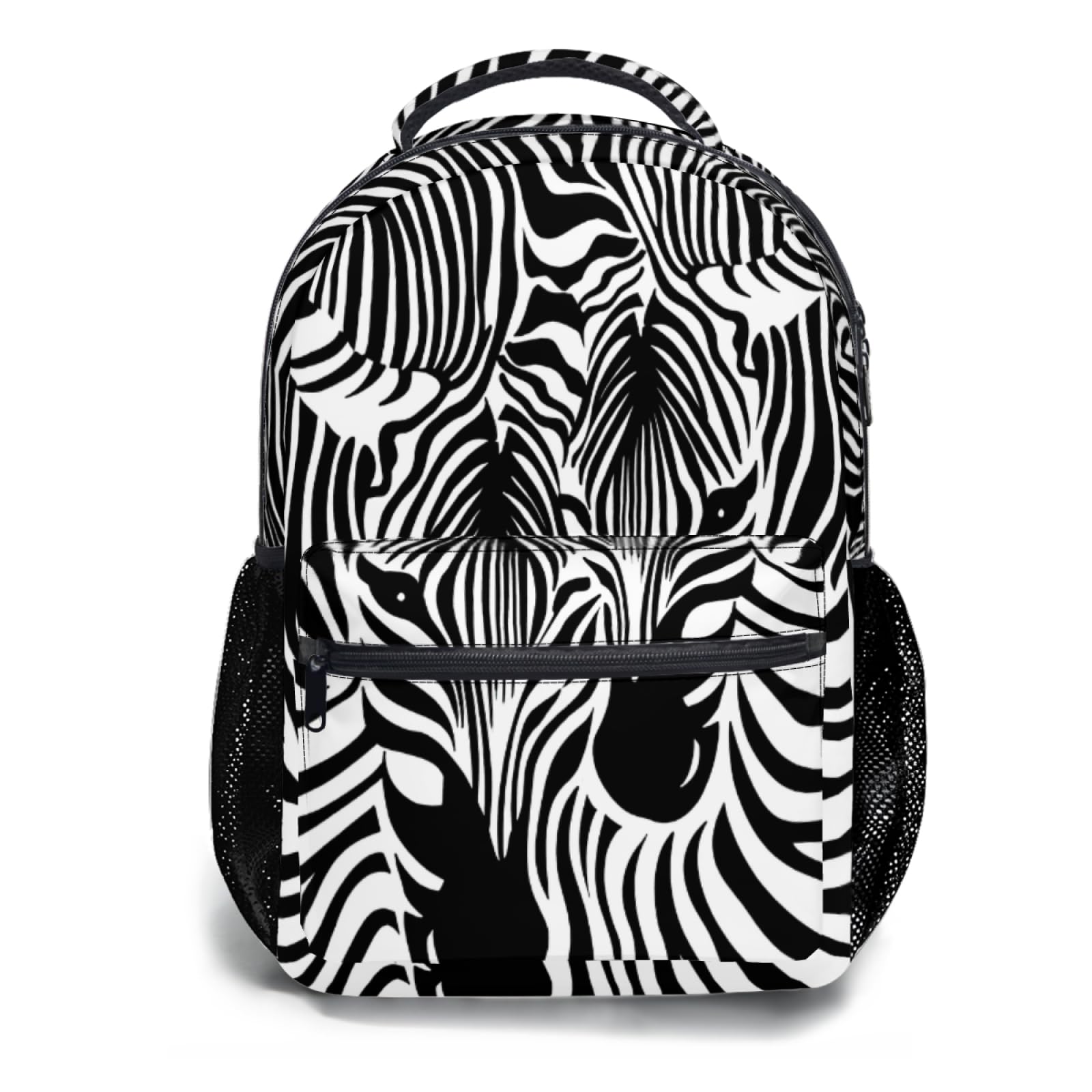 Zebra Print Backpack Black White Stripes Durable Daypack Laptop Shoulder Bookbag Casual Sports Travel Bag for Boys Girls Man Woman