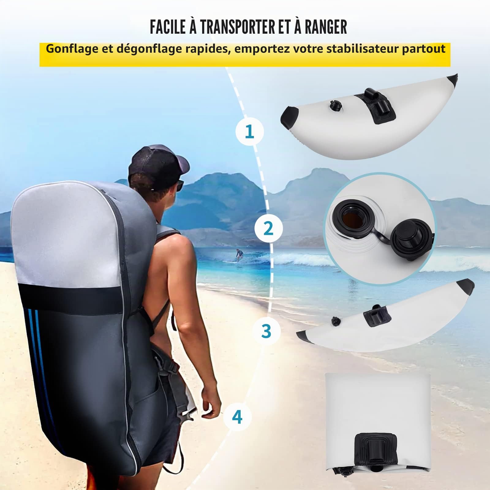 VEVOR Kit de Système de Stabilisateur de Flotteur 2,1-2,4 m Stabilisateur de PVC de Kayak Dégonfler et Gonfler Facilement Canoë Stabilisateur pour Le Kayak Le Canoë la Navigation de Plaisance Pêche