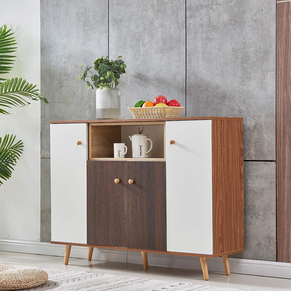 Buy Ansley&HosHo Wooden Kitchen Cupboard with Doors and Drawers ...