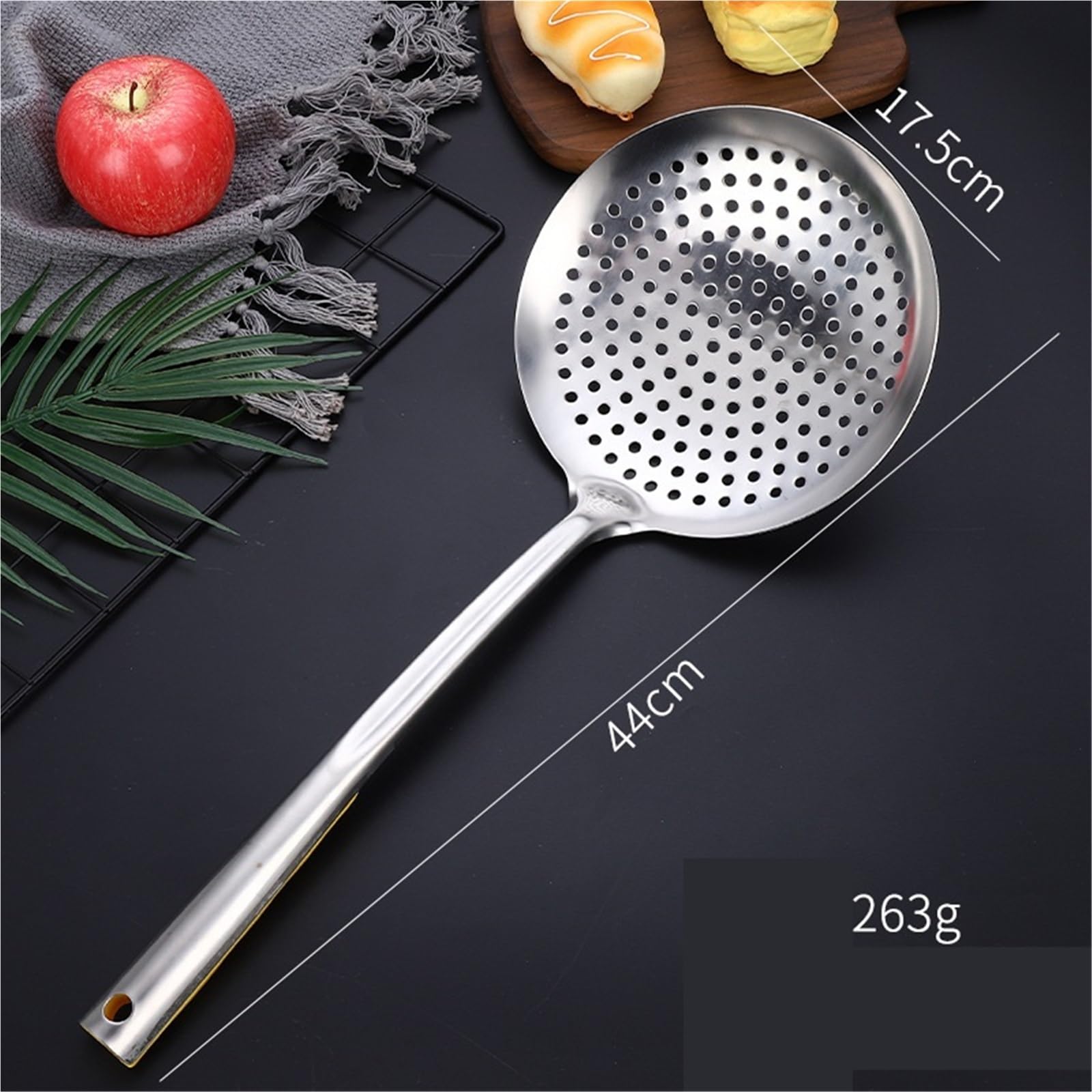 Espumadera Juego de 4 coladores Grandes de Acero Inoxidable Gruesos, cucharas filtrantes, coladores de Fideos for el hogar, separadores de Aceite, Utensilios de Cocina para Espumar