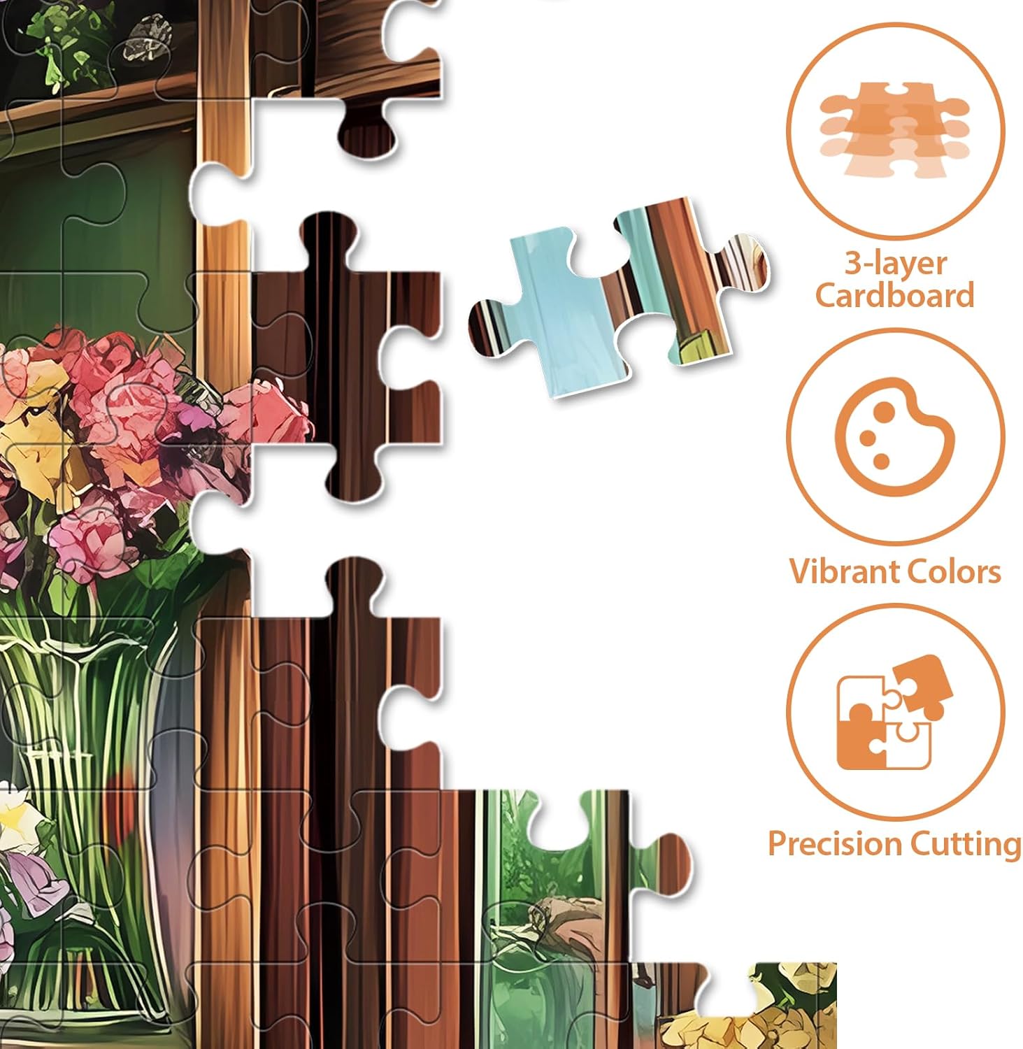 Puzzles for Adults 500 Pieces, Beautiful Flower Store Puzzle for Adults 500 Pieces, Cat Jigsaw Puzzles for Seniors, Perfect for Game Nights Giving Puzzle, 20.5x15 in