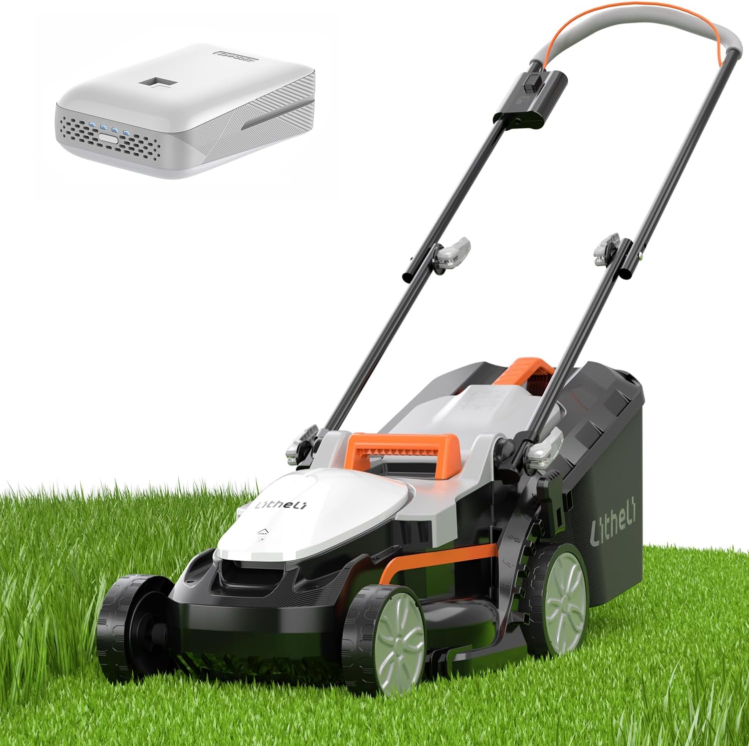 Litheli Electric Lawn Mower Cordless,Grass Cutter Machine for 1600 Sq.Ft.Lawnmower with Motor,13 in Cutting Width,8 Gallon Capacity,Cutting Height from 1 to 2.5 in（Include 4.0 Battery）