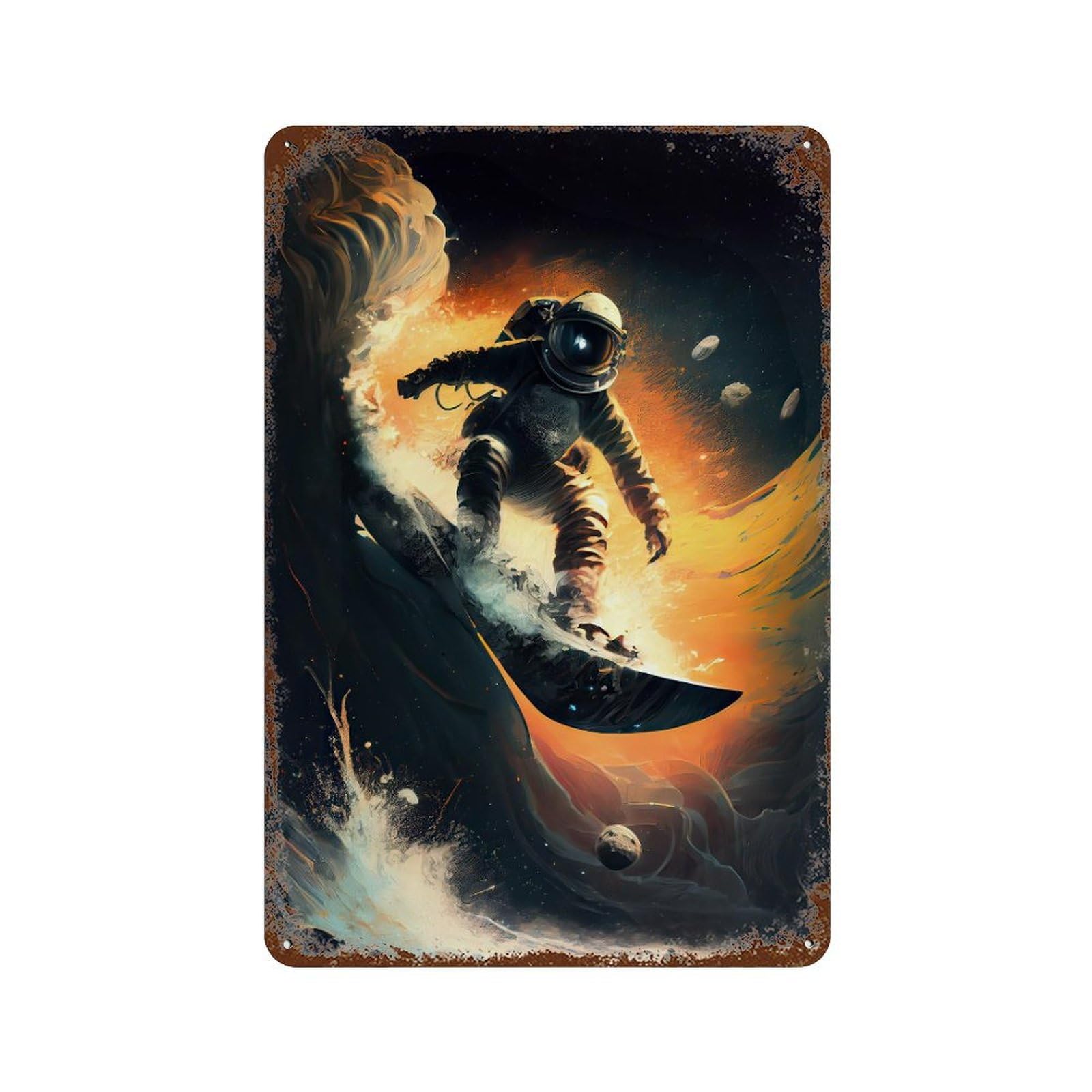 Space Astronaut Adventure -1 Aged Metal Wall Plaque 11.8"x7.9", for Office, Studio And Wall Decor, Novelty Wall Decor