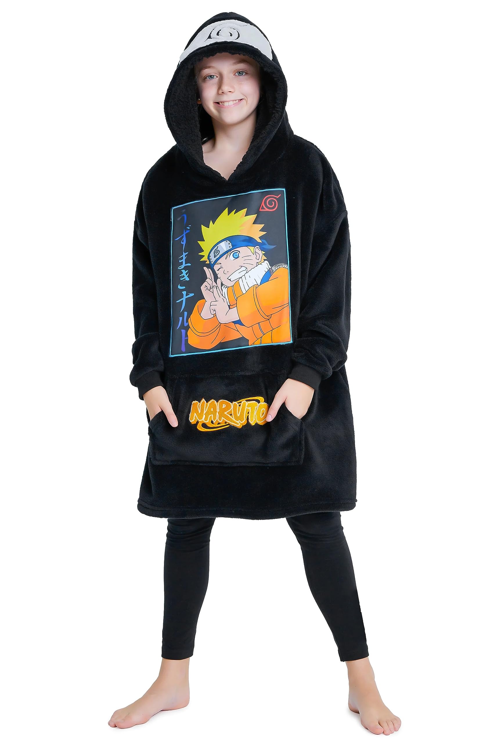 NARUTO Pull Plaid Enfant - Sweat Oversize en Polaire