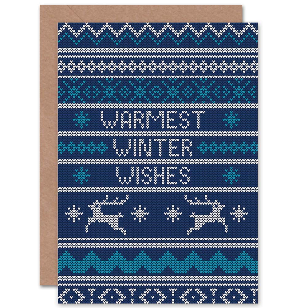 Artery8 Christmas Jumper Greetings Card - Blue