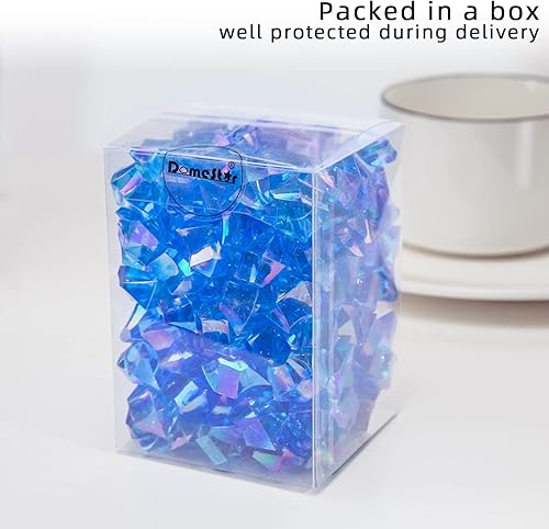 Miniatura 7 de DomeStar 180 piezas de hielo falso azul iridiscente, diamantes falsos azules deslumbrantes, rocas de hielo acrílicas, gemas de plástico brillantes