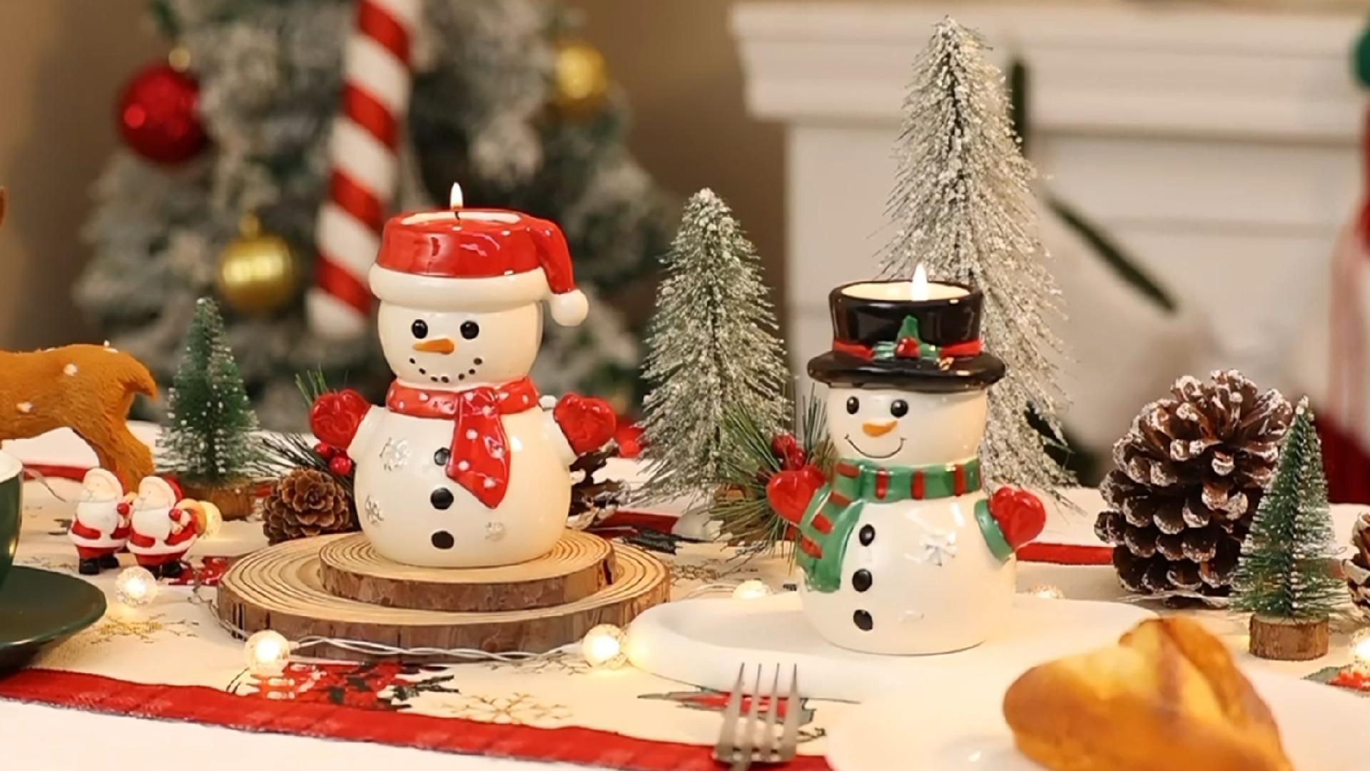 Amazon.com: Christmas Snowman Tealight Holder Ceramic Candle