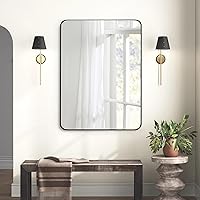 Vista 10 de CULER Espejo de pared de baño, espejo rectangular de vidrio templado moderno de 20 x 30 pulgadas para dormitorio, sala de estar, entrada