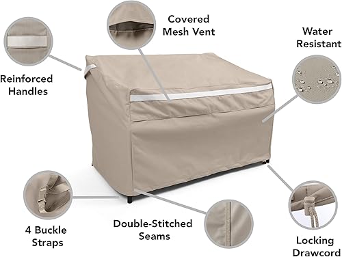 Miniatura 9 de Covermates Funda para sofá de patio al aire libre, poliéster de alta calidad, resistente a la intemperie, dobladillo con cordón, fundas para