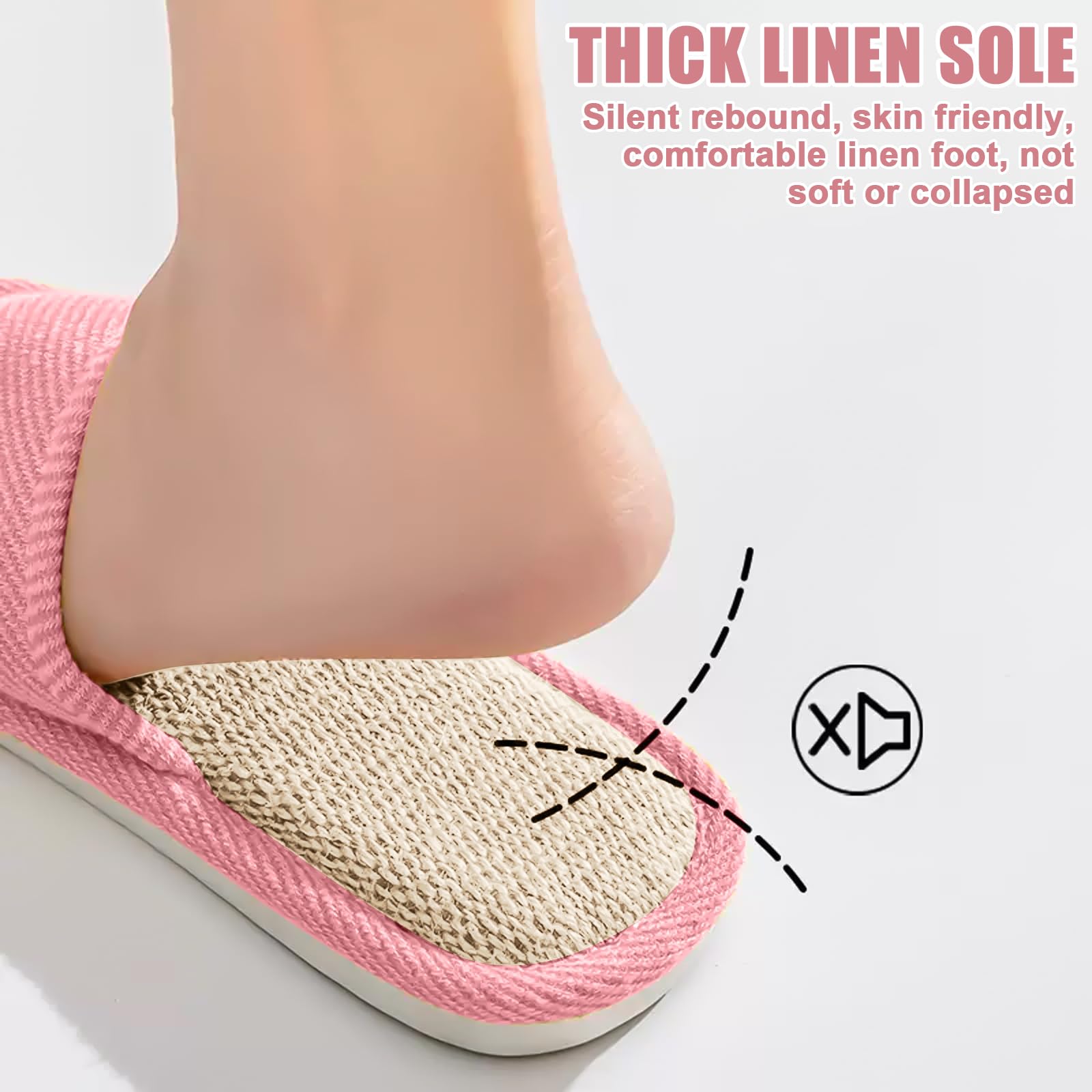 Set di 4 paia di pantofole unisex per hotel, pantofole per ospiti, pantofole in lino, pantofole con punta aperta, pantofole per ospiti, per uomo, donna, lavabili per spa, feste, hotel