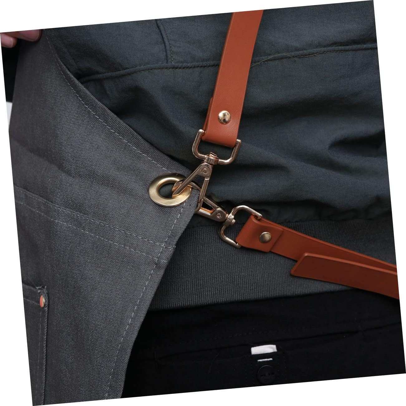 Haircut Cape Barber Apron Denim Work Smock Pockets Stylist g Pattern Grey