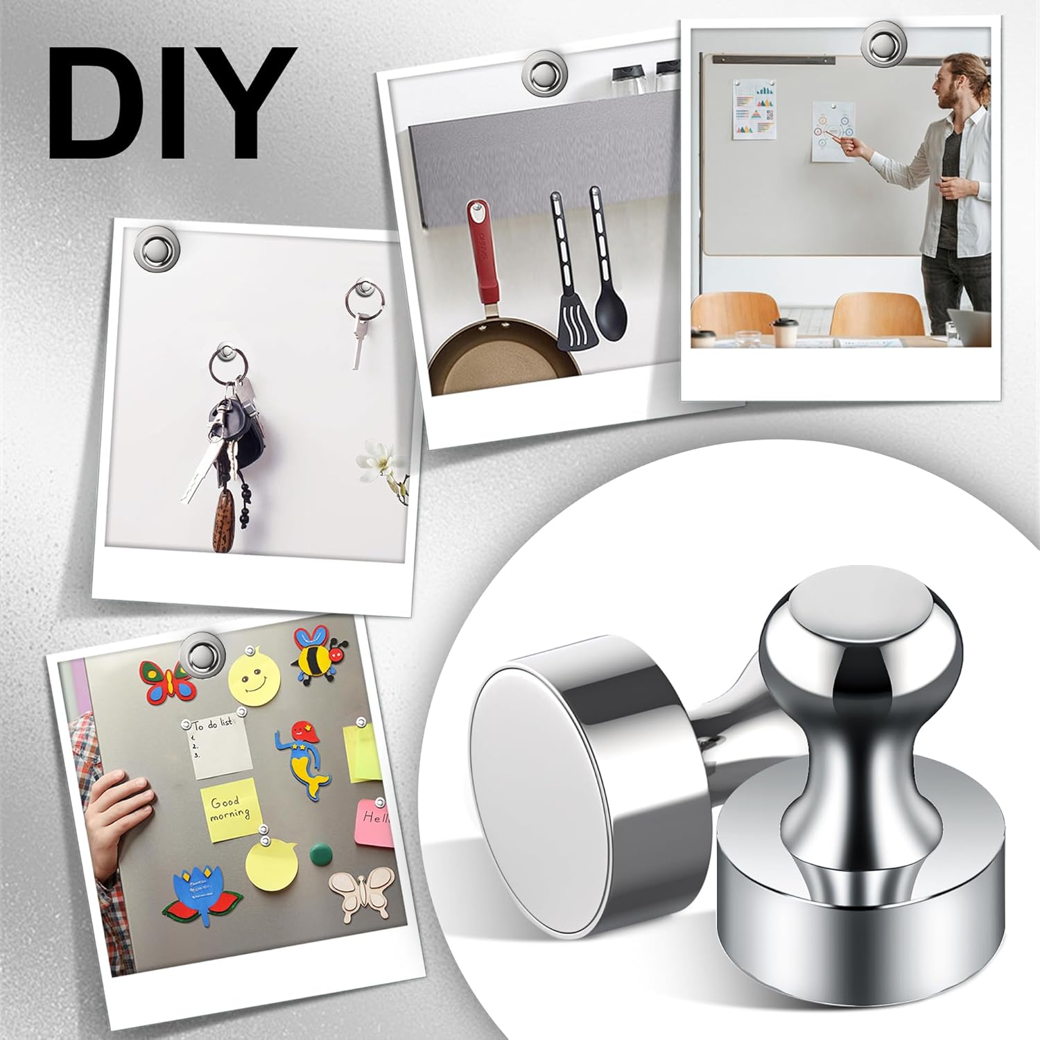 Tiergrade Metallic Magnets, Refrigerator Magnets, 24 Pack Magnetic Push Pins, Strong Fridge Magnets, Multi-use Whiteboard Magnets Perfect for Kitchen Office Classroom - Image 5