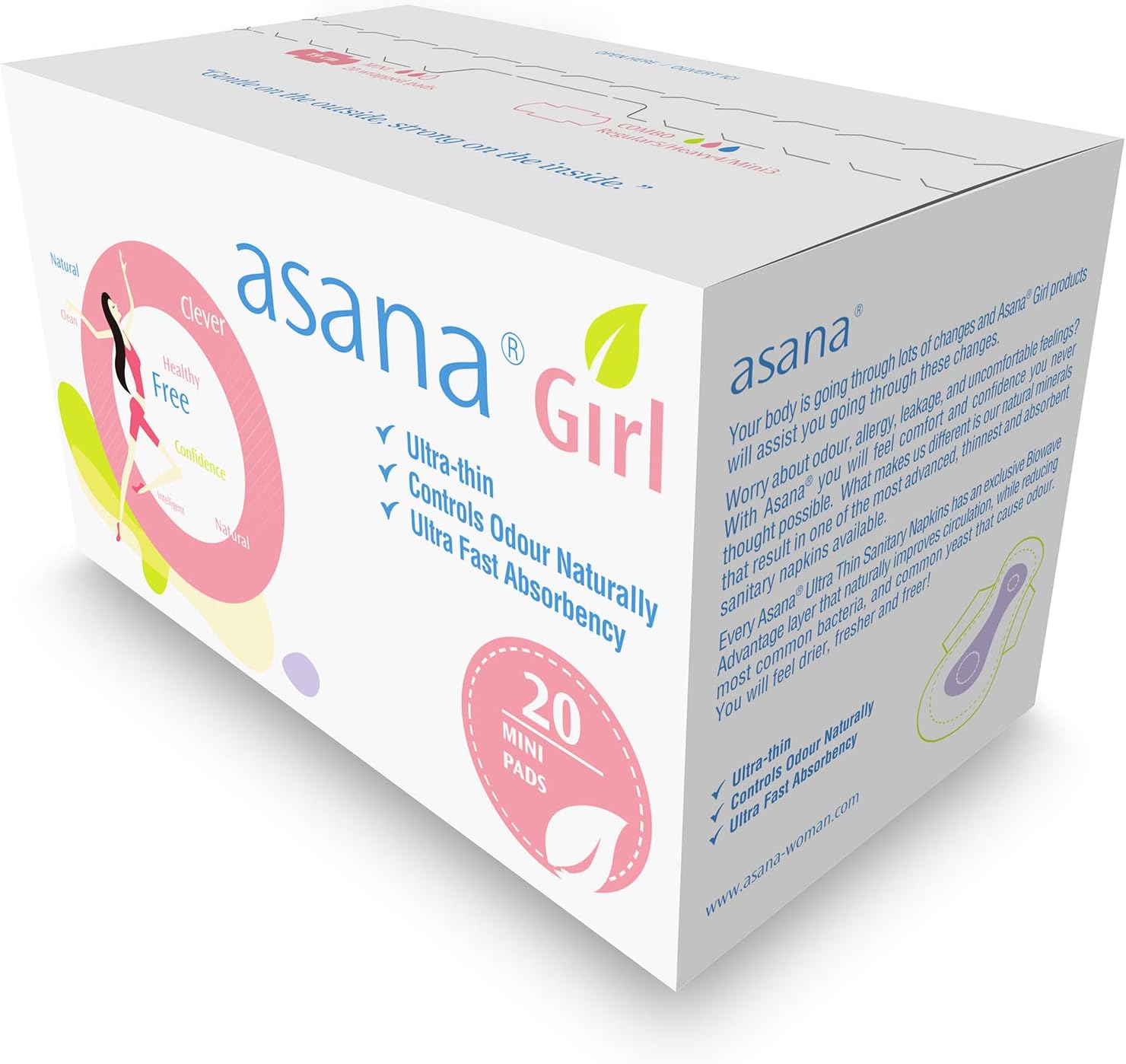 Asana Unscented Mini Sanitary Pads with Wings for Girls and Teens | Natural Ultra Thin Teen Pads | Small Sanitary Pads for Teen Girls | Chlorine Free Pads for Teens | 80 Sanitary Napkins : Health & Household