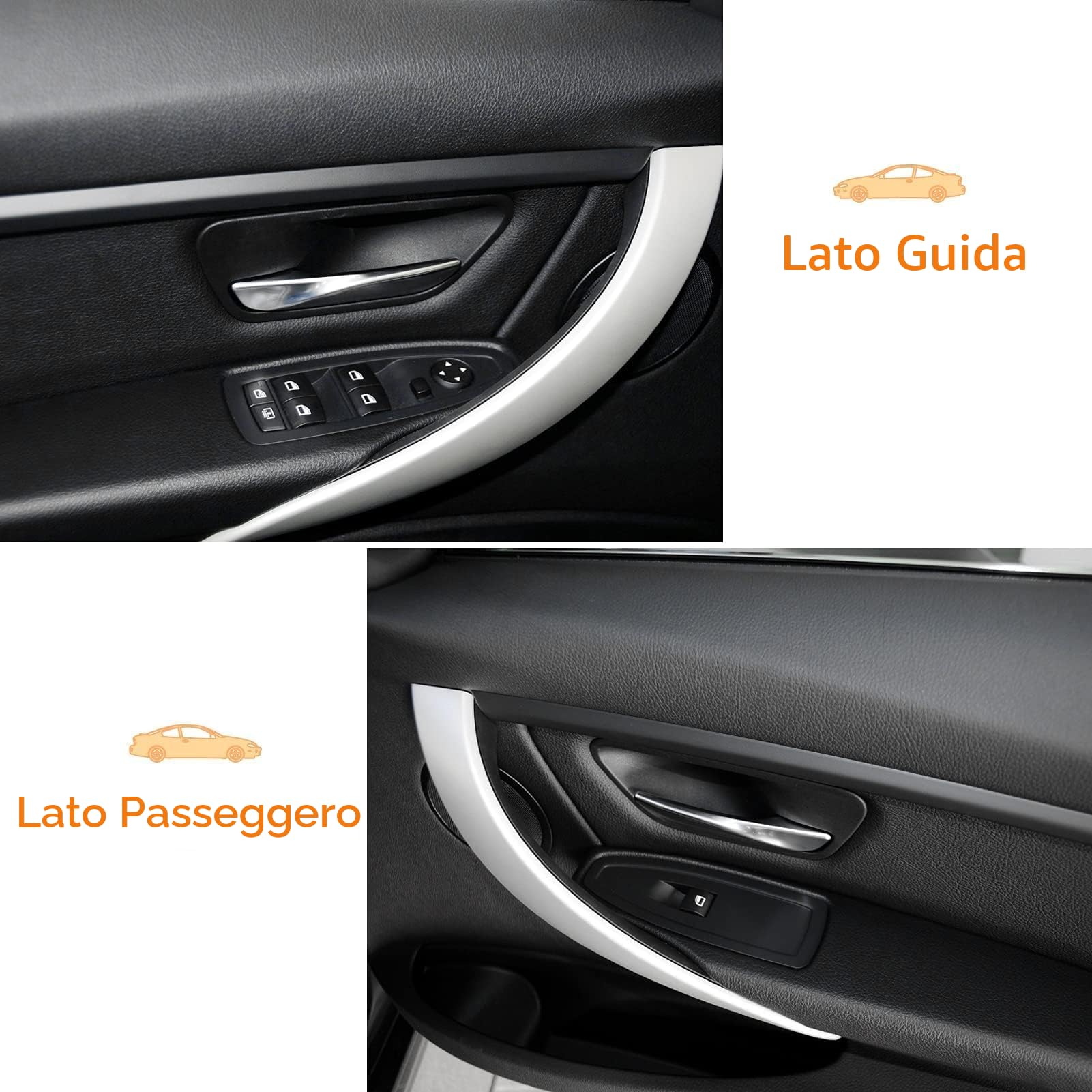 TTCR-II 2PCS Compatibile con Maniglia Interna BMW Serie 3 Serie 4 F30/F31/F34/F80 320i,328i,330i,335i & F32/F33/F36 428i,435i,Maniglia Della Porta Sinistra e Passeggero(Anteriore Copri Maniglia)Nero