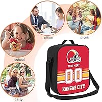 Vista 5 de Bolsa de almuerzo personalizada de Kansas City, regalos para hombres, mujeres, fanáticos, con nombre y número personalizados, correas de hombro