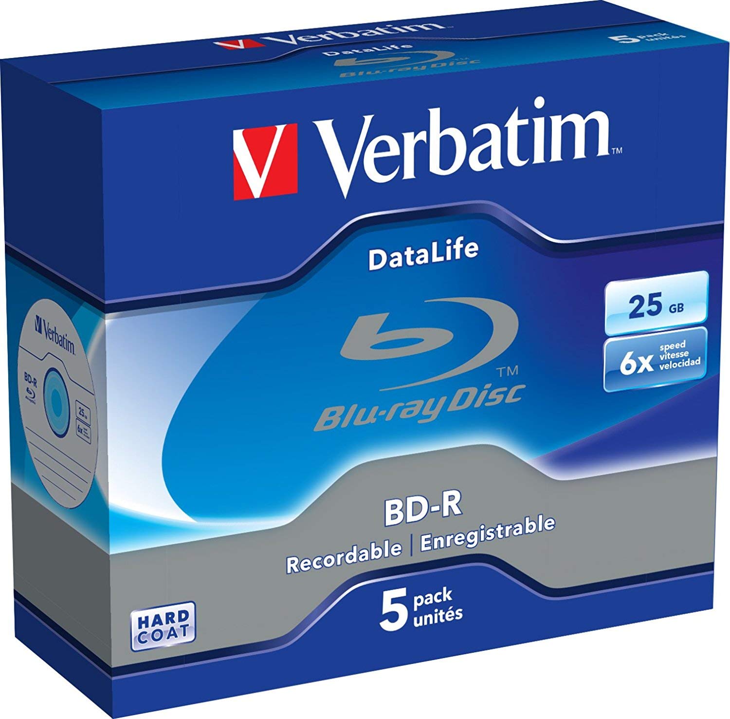 Verbatim Blu-ray BD-R 25 Go 6 x Jewel Case [Lot de 5]