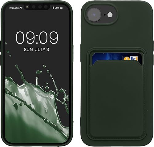Miniatura 9 de kwmobile Funda compatible con Apple iPhone SE (2022)  iPhone SE (2020)  iPhone 8  iPhone 7 - Funda de TPU con tarjetero de crédito, color verde