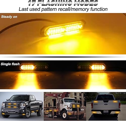 Miniatura 26 de ASPL 8 luces estroboscópicas ultra delgadas de 12 LED para montaje en superficie, luces estroboscópicas intermitentes para camión, automóvil