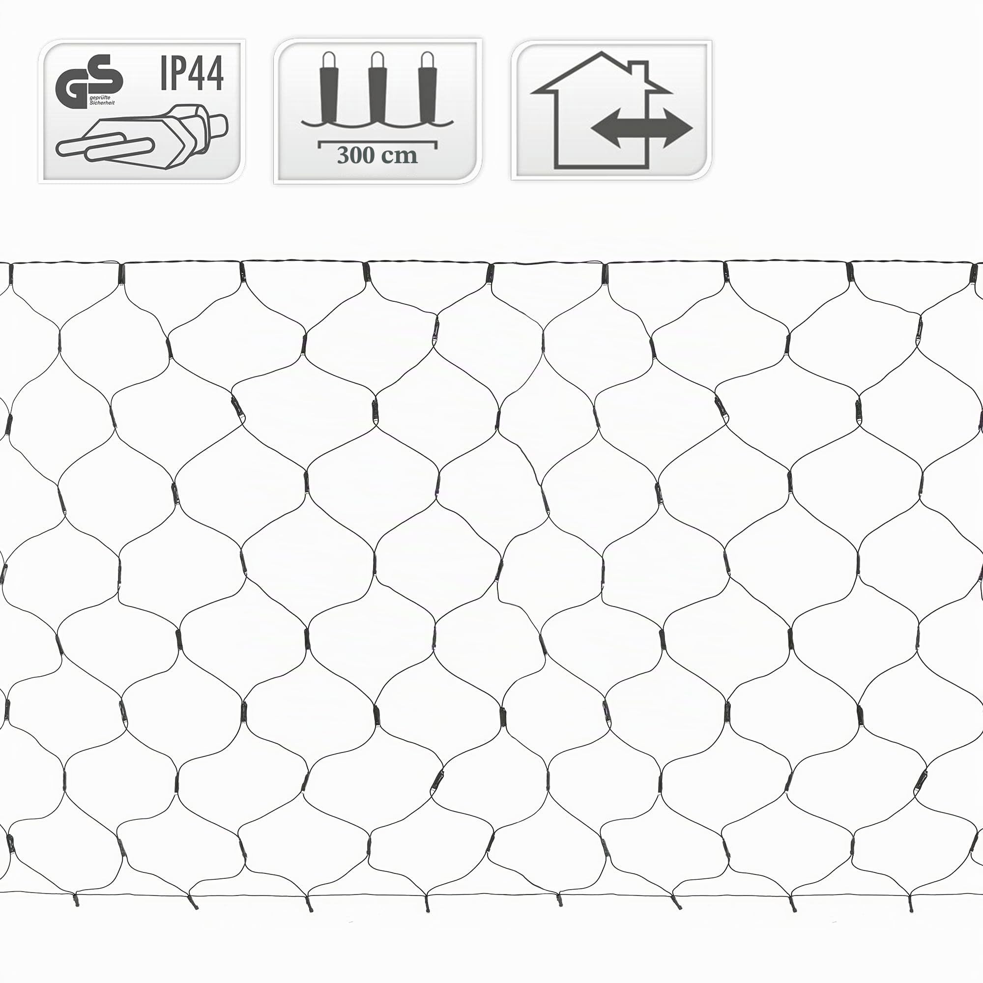 ECD Germany Rideau Pendant Lumineux à LED, PVC, 1,5x3,0 cm, 320 LED Blanc Chaud, Chaîne Guirlande Lumineuse, Déco Pluie de Glace, Filet Lumineux IP44, Illumination Noël, Décoration Fête de Mariage