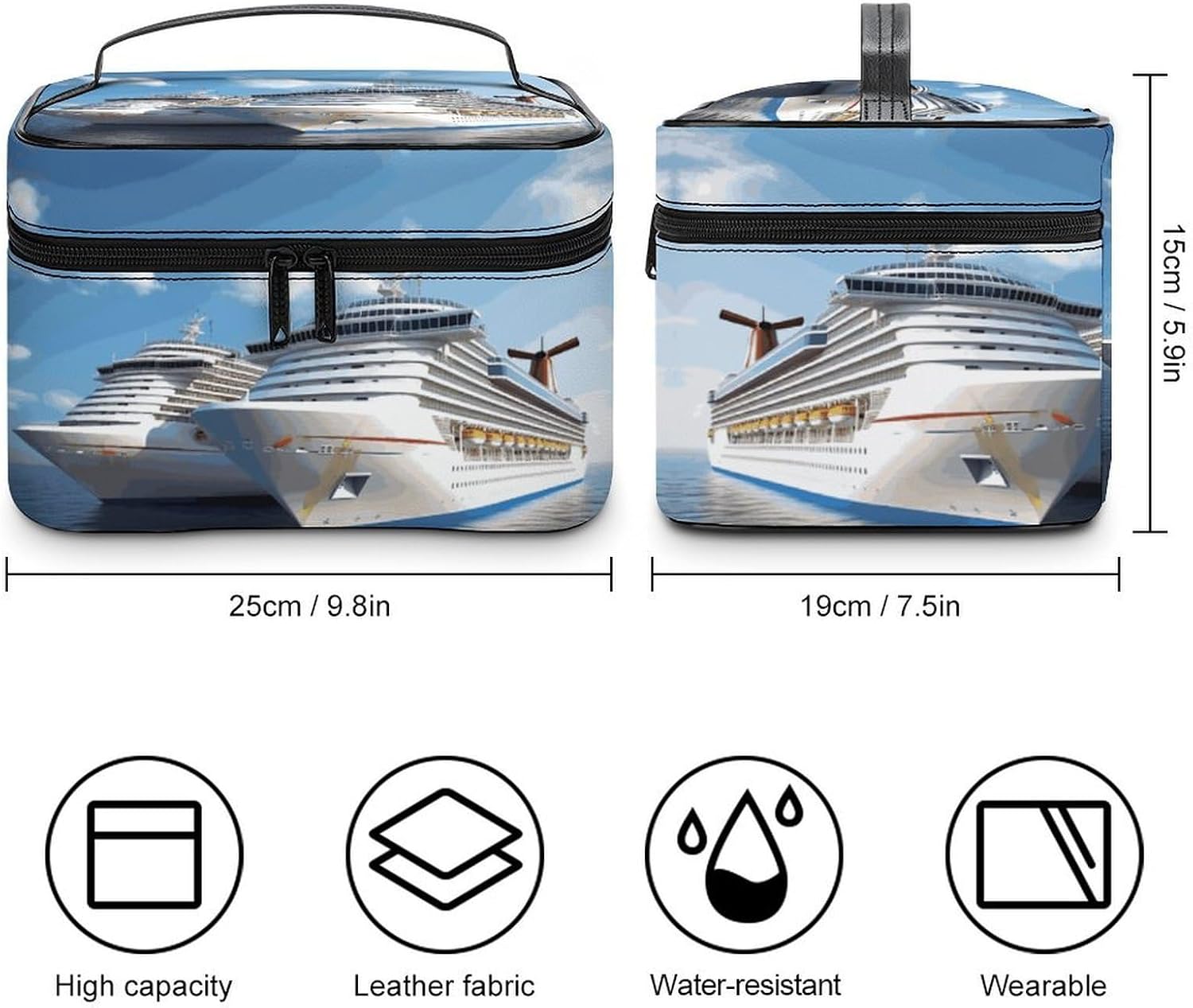 Travel Makeup Bag Portable Large Cosmetic Bag with Handle And Compartment image 2