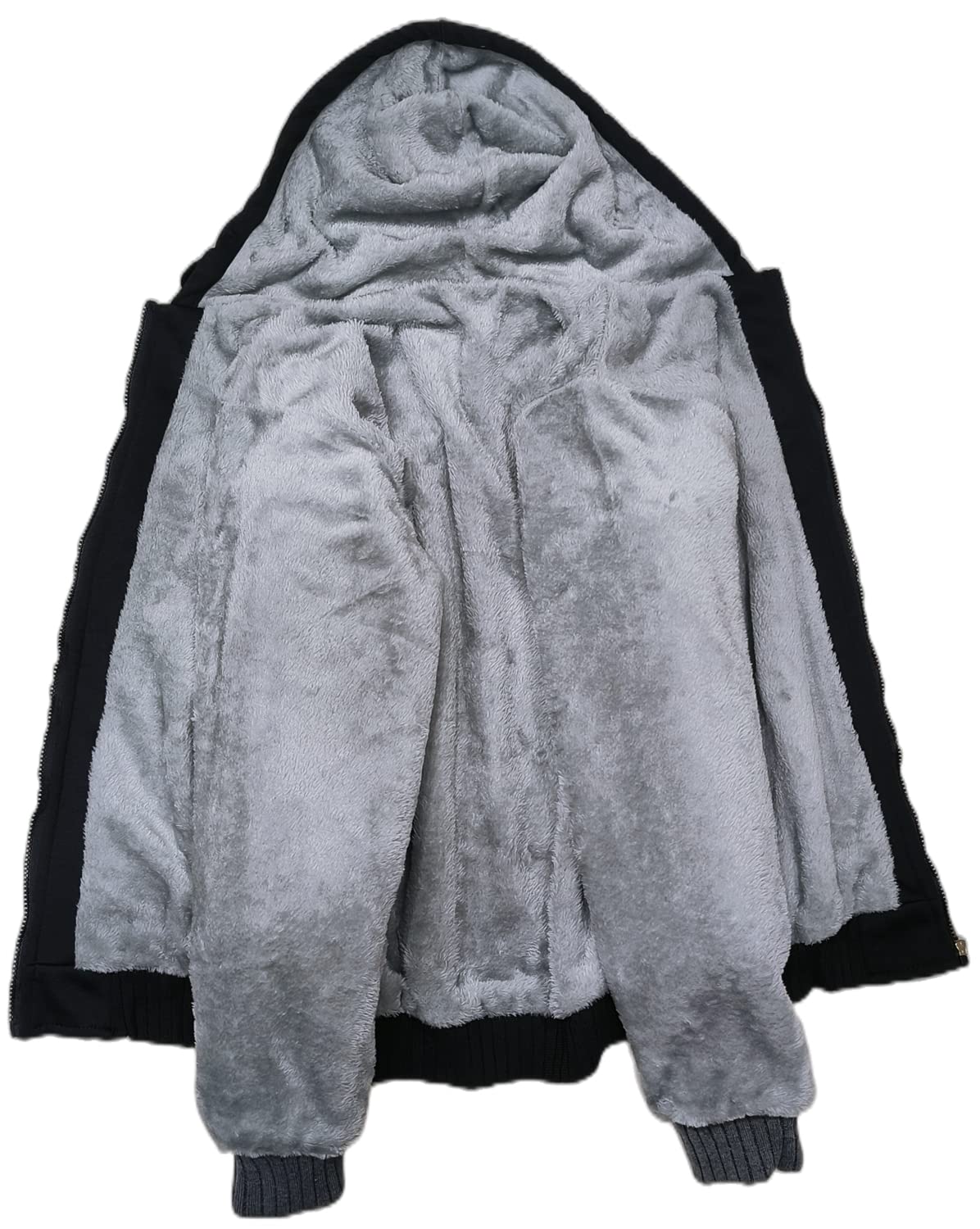 VSUSN Uomo Felpa con Cappuccio Manica Lunga Felpe con Cappuccio Vello Foderato Hoodies con Cerniera Cappotto Giacca Inverno Caldo
