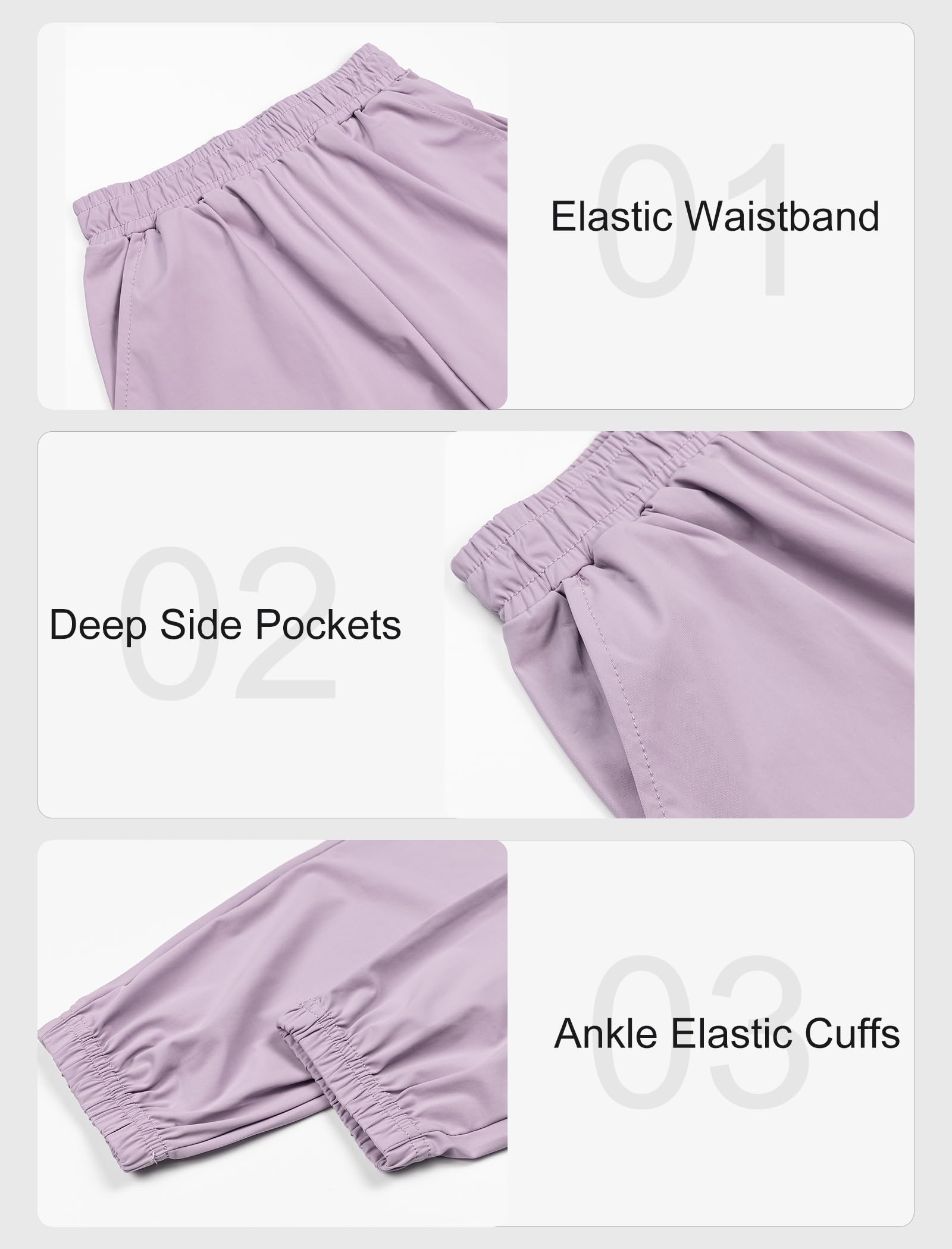 Rolanko Pantalon de jogging soyeux pour filles avec poches, séchage rapide, pantalon athlétique léger pour vêtements de sport décontractés