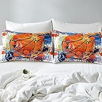 Vista 5 de Juego de funda de edredón de baloncesto para niños, tamaño matrimonial, juego de ropa de cama de 3 piezas para adolescentes y hombres, decoración