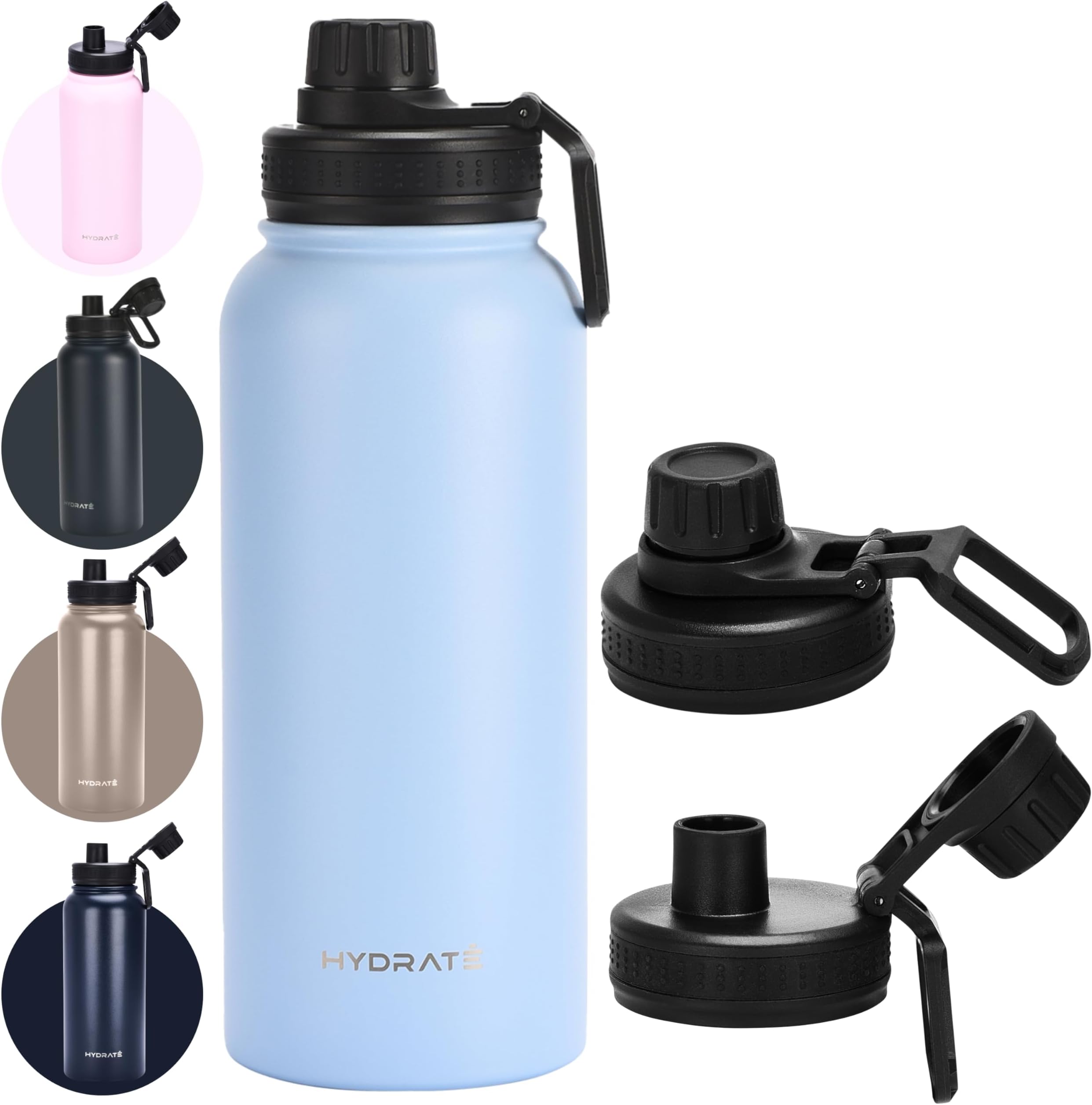 HYDRATEInsulated Water Bottle - Durable Stainless Steel Water Bottle for Optimal Temperature Control - Vacuum Double Wall Technology - Hot & Cold Drink Storage - Thermal Water Bottle - Blue