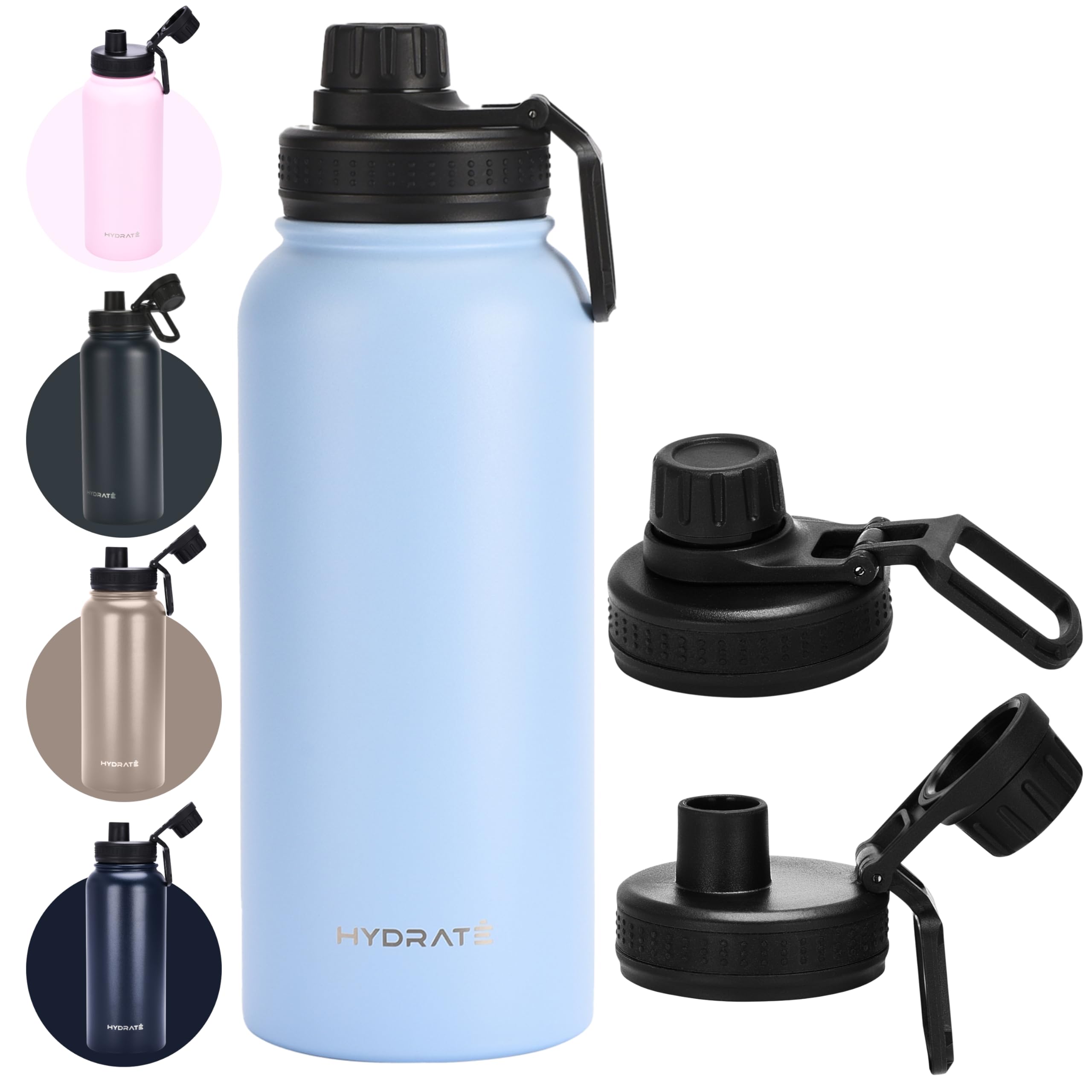 HYDRATEInsulated Water Bottle - Durable Stainless Steel Water Bottle for Optimal Temperature Control - Vacuum Double Wall Technology - Hot & Cold Drink Storage - Thermal Water Bottle - Blue