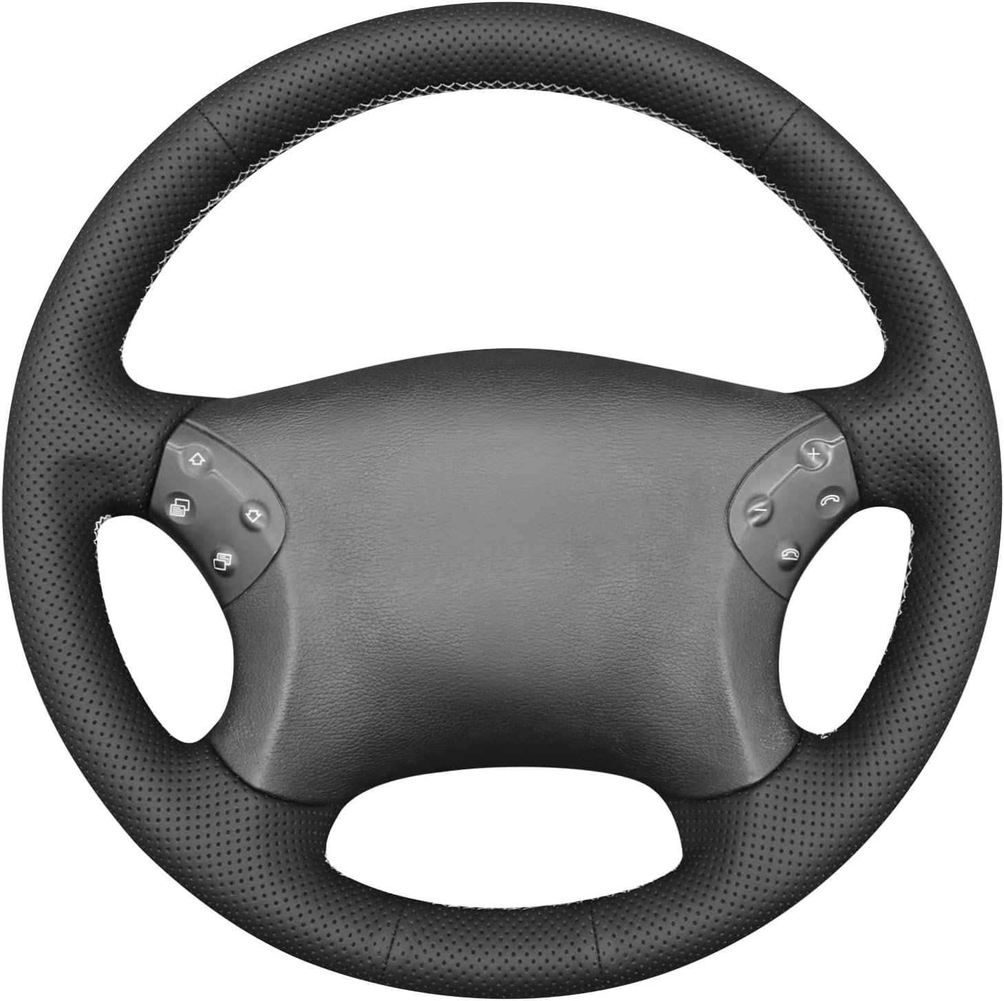 MEWANT Hand Stitched Steering Wheel Cover Wrap for C-Class W203 2001-2007 / C32 AMG 2002-2003 Steering Wheel Accessories for C-Class W203