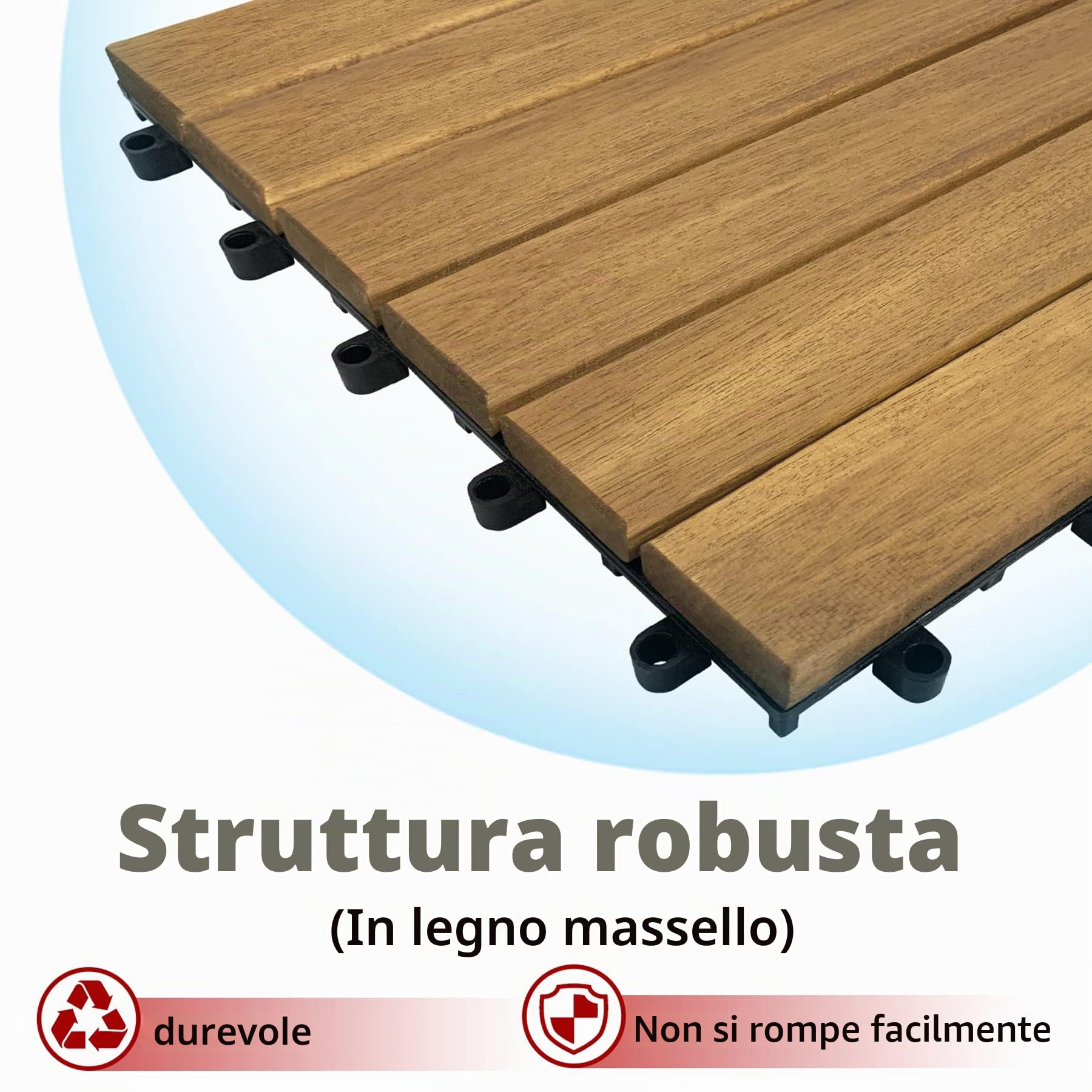 Froadp Piastrelle in legno di acacia, 1 m², 30 x 30 cm, con sistema a click, per terrazze, balconi, terrazze, giardini e balconi, resistenti alle intemperie, 11 pezzi, tipo A