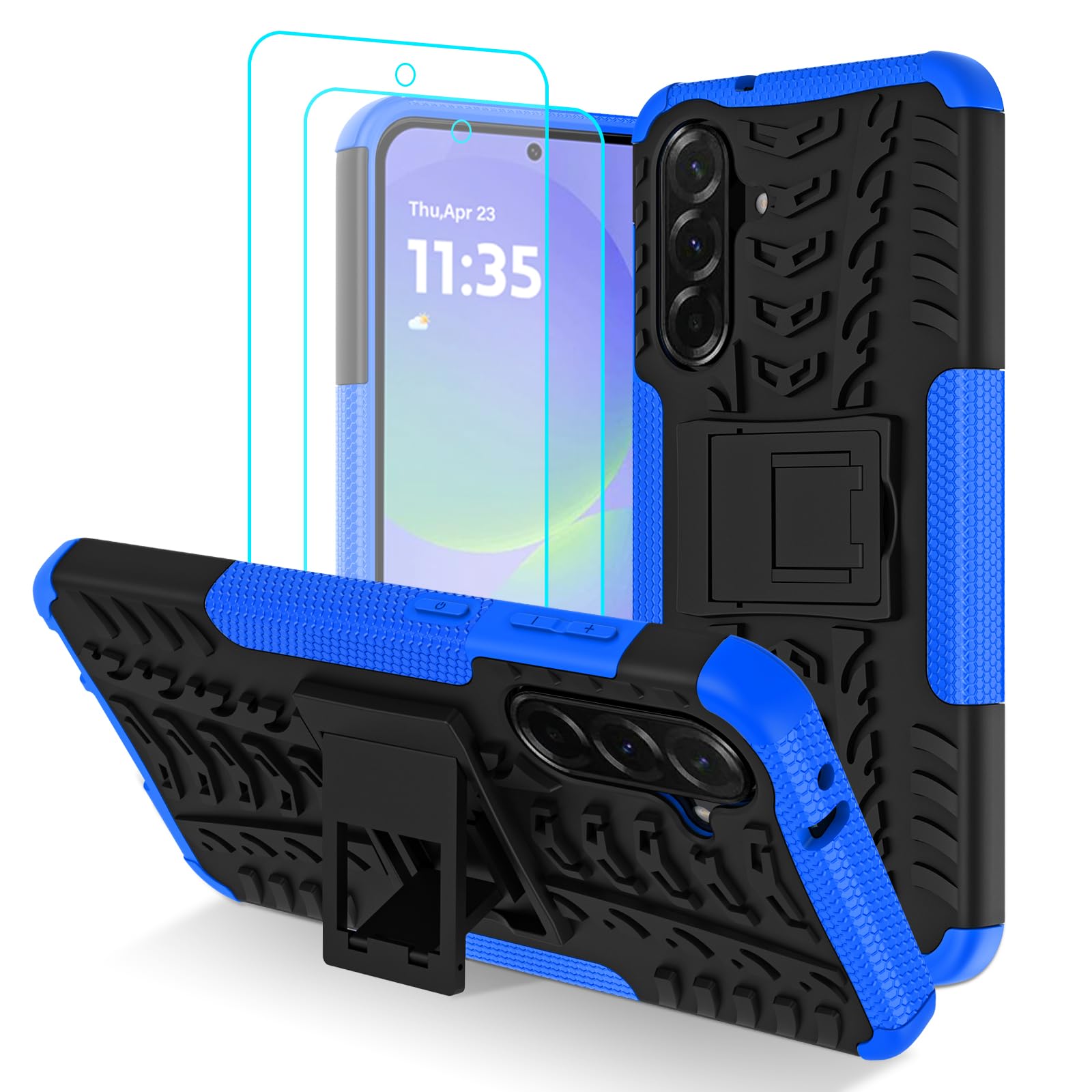 Iokmax for Samsung Galaxy A36 5G Case with 2 Pack Screen Protector, Military Grade Shockproof, Heavy Duty Robust Bumper Cover with Kickstand for